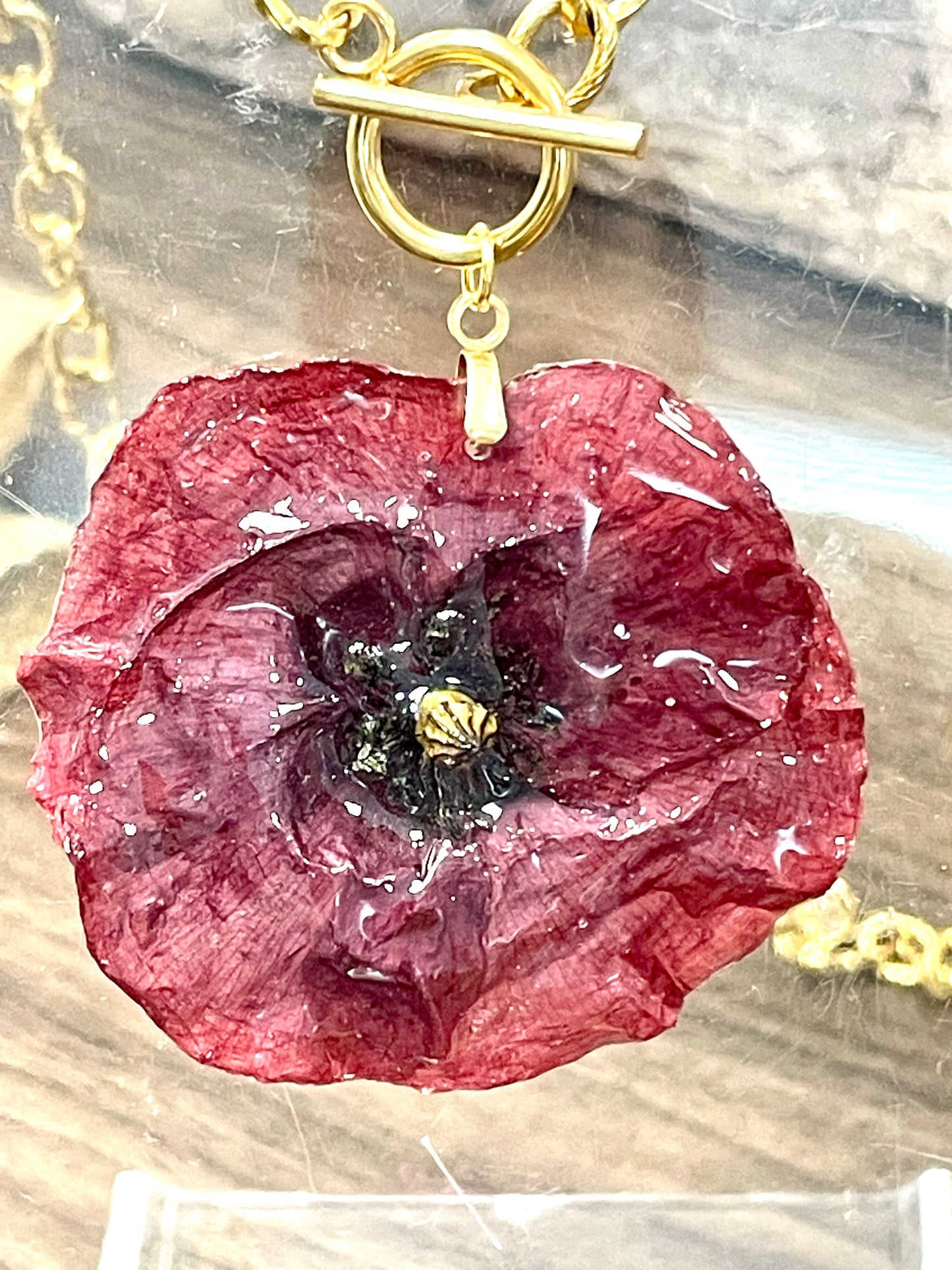 Collier grande chaînette Coquelicot