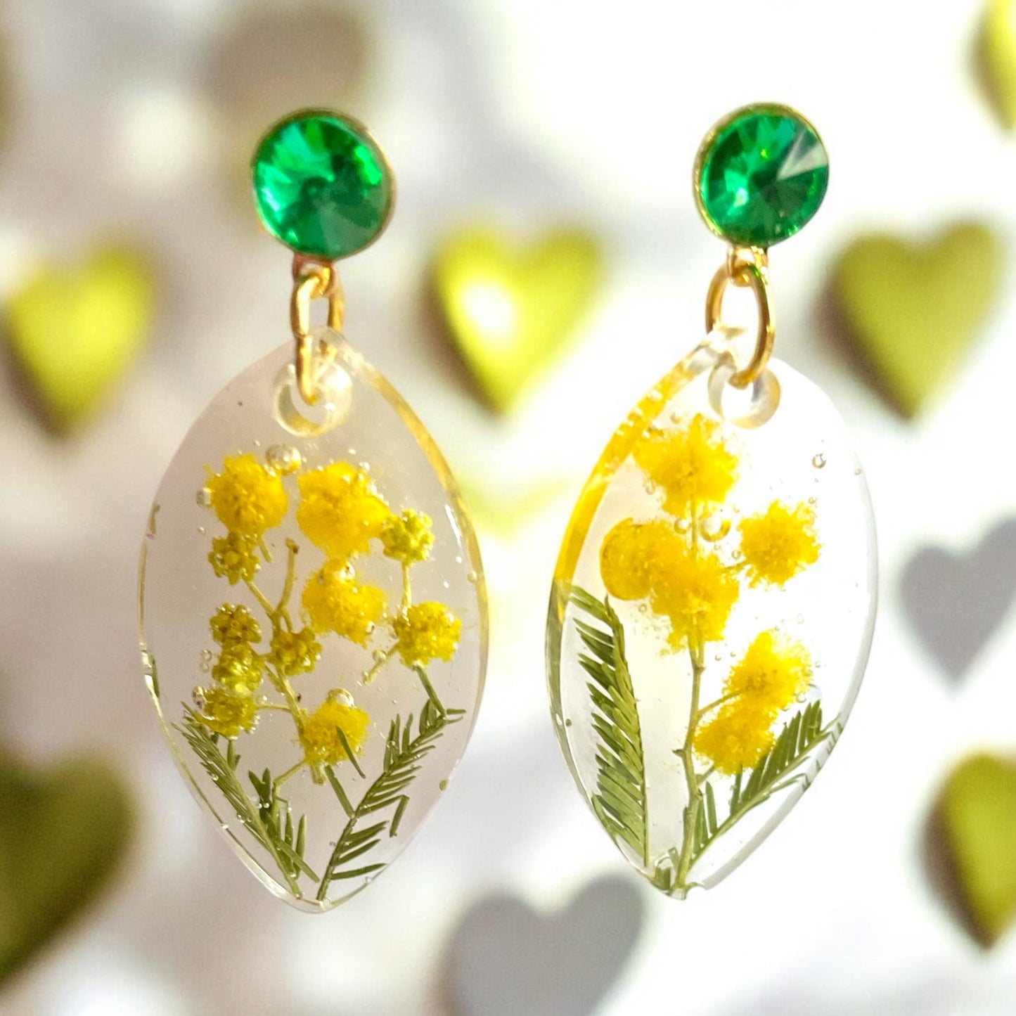 Boucles d’oreilles feuilles Mimosa