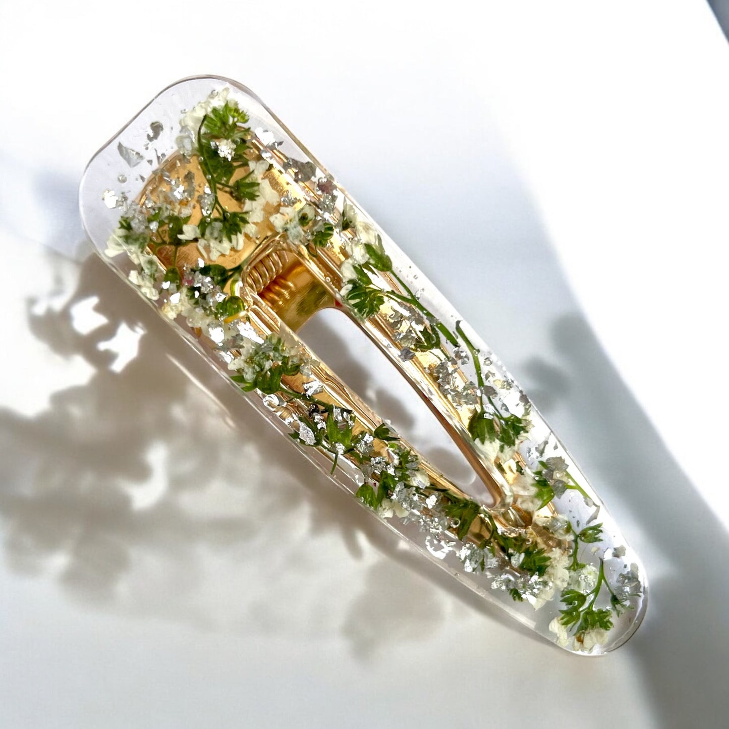 Barrette myosotis blanc