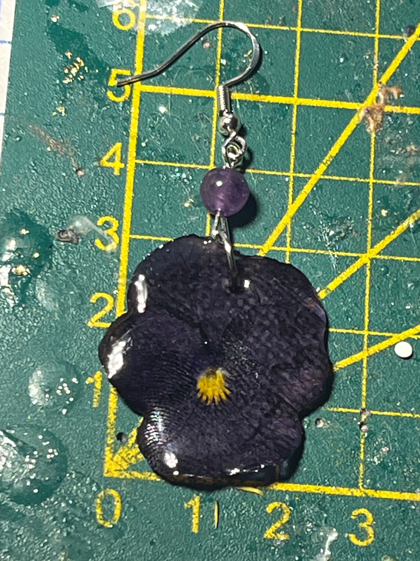 Boucles d’oreilles Améthyste & pensée violette