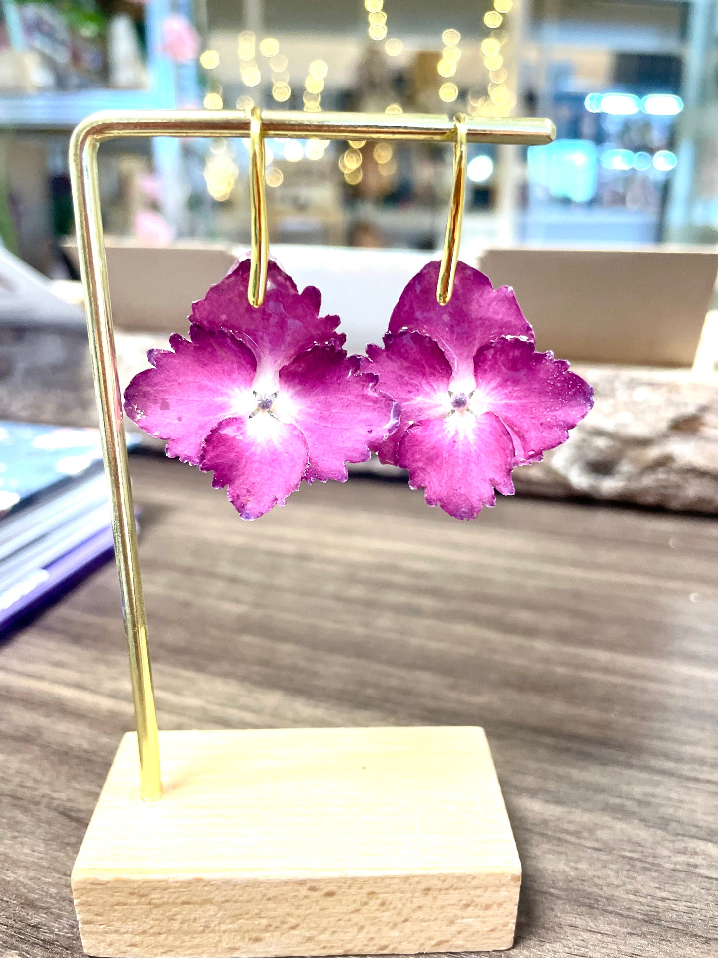 Boucles d’oreilles Hortensia rose
