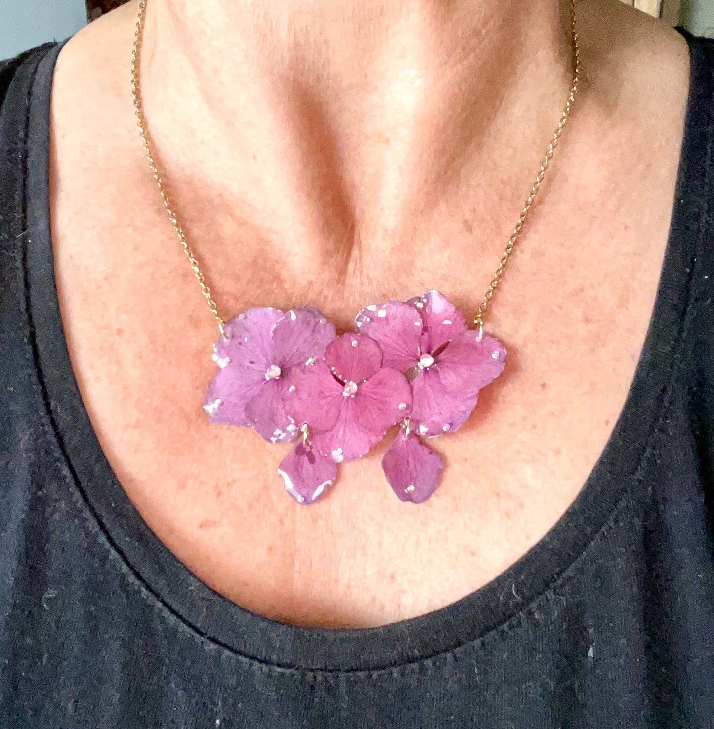 Collier Hortensias roses Fantasia ✨✨✨