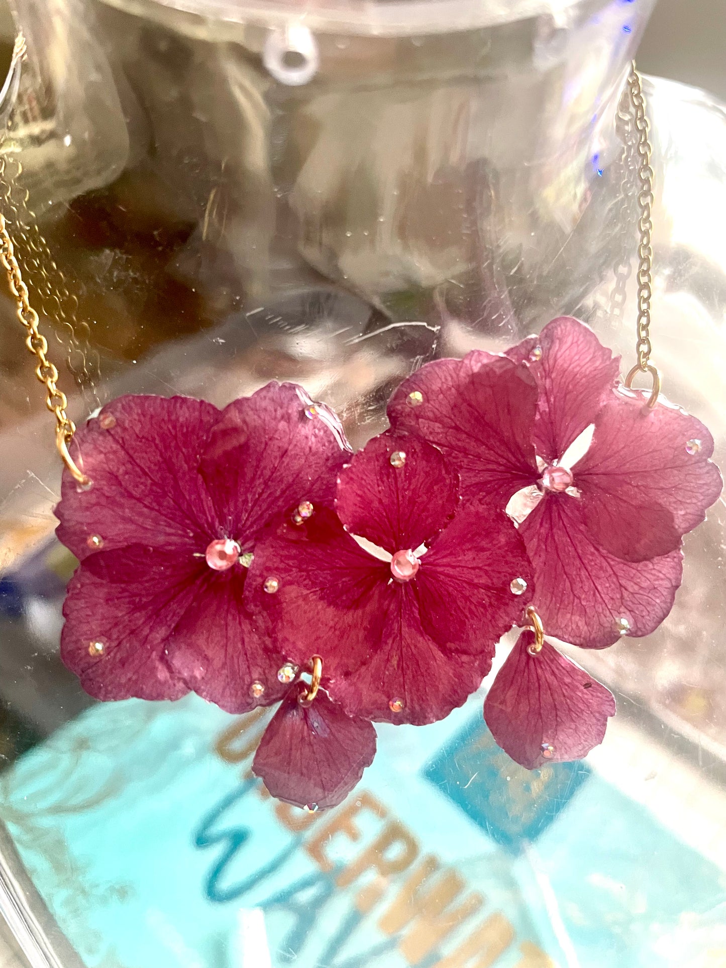Collier Hortensias roses Fantasia ✨✨✨