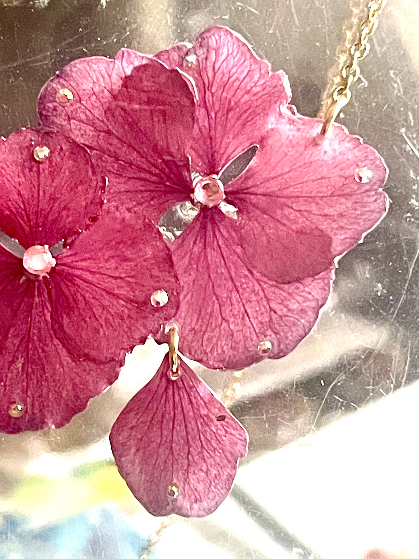 Collier Hortensias roses Fantasia ✨✨✨
