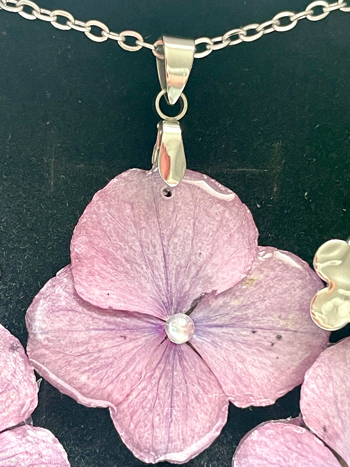 Parure bijoux Hortensia rose