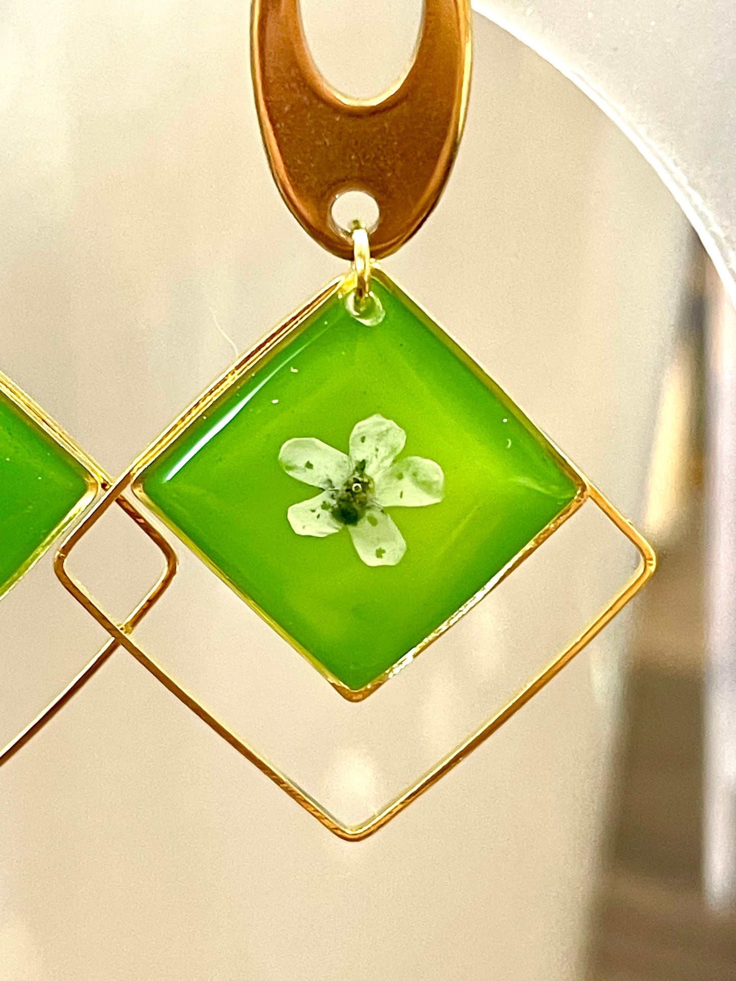 Boucles d’oreilles myosotis blanc