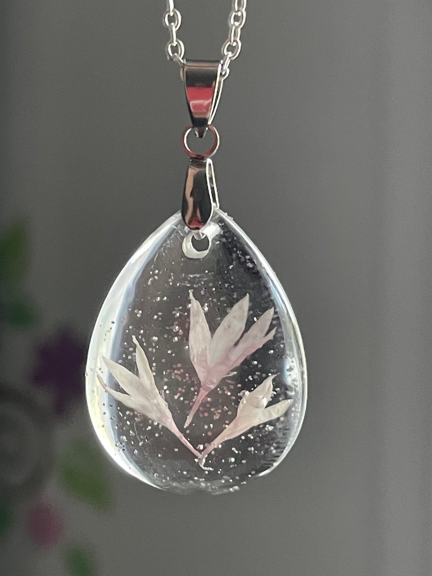 Pendentif Pétales Centaurée & paillettes