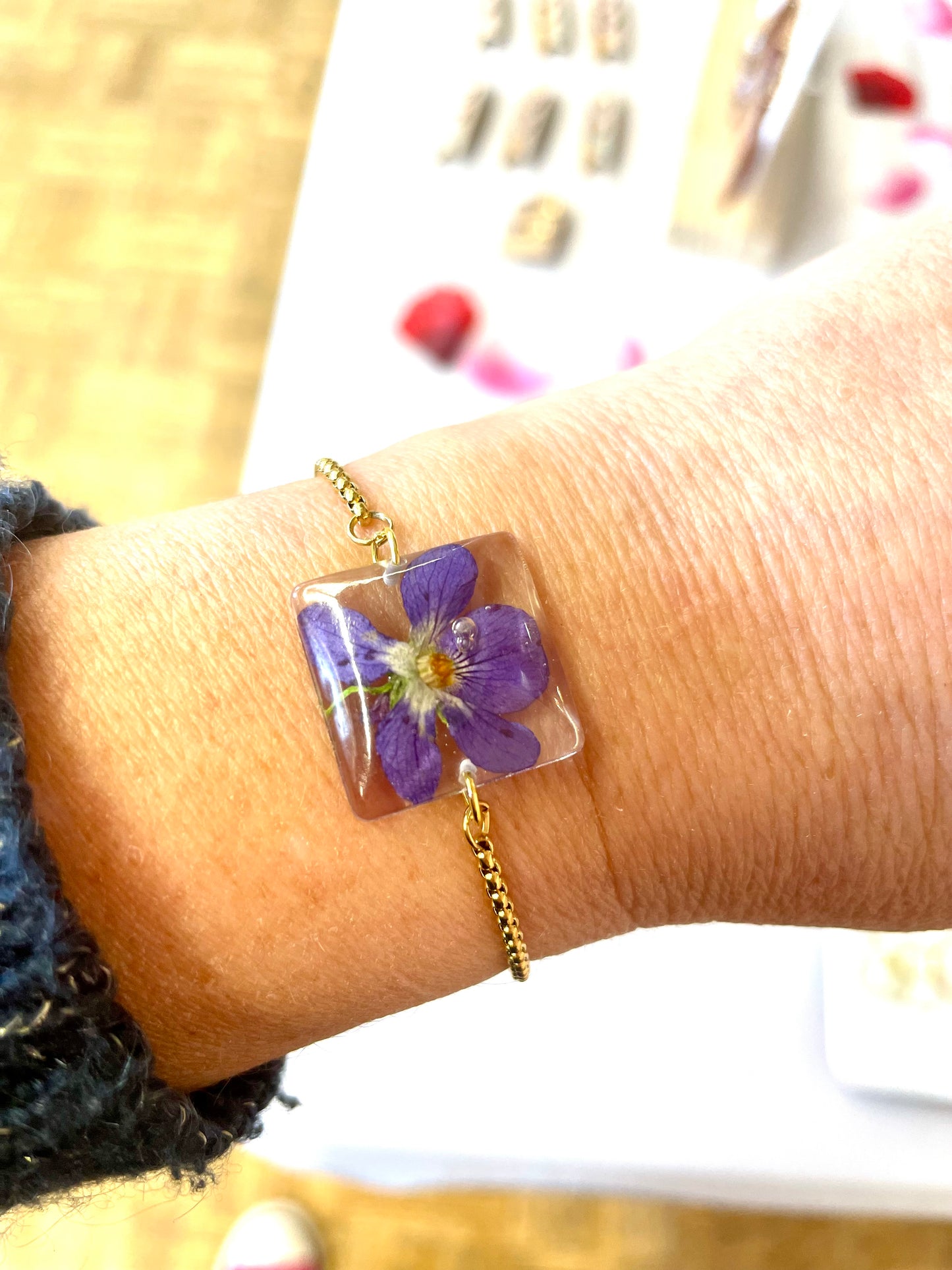 Bracelet carré Fleur de Violette