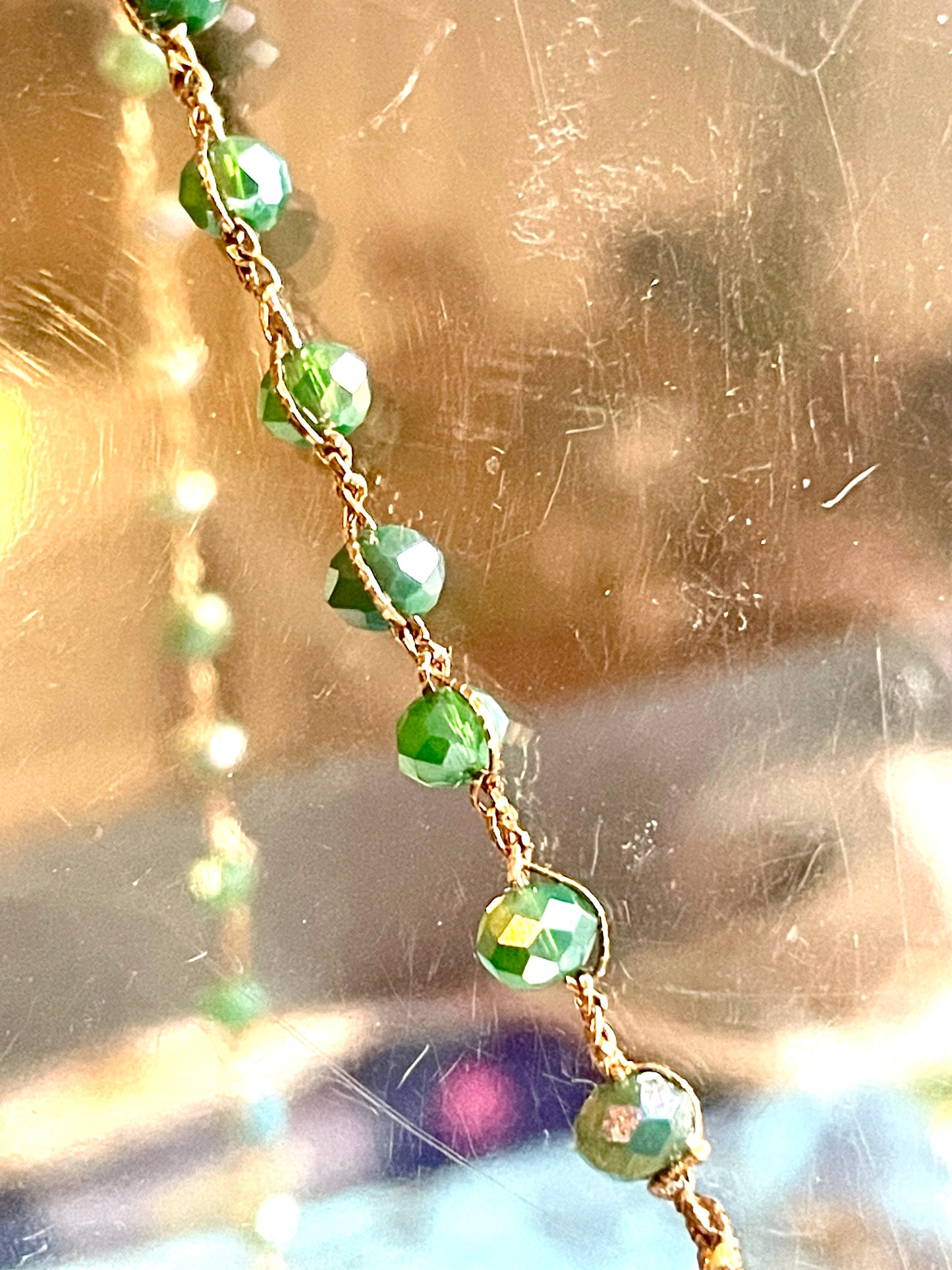 Collier bi matière perles de verre & primevère