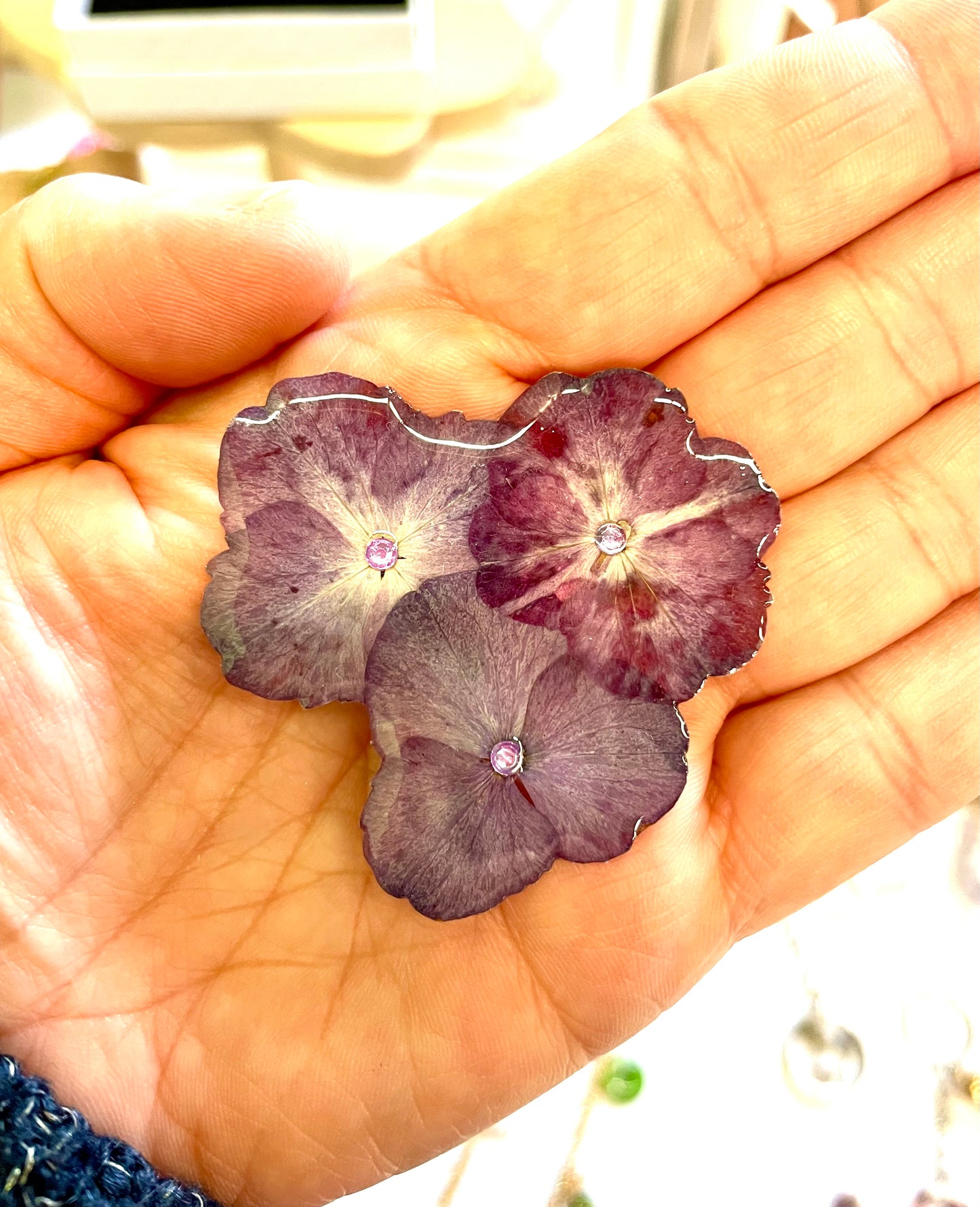 Broche trio hortensias