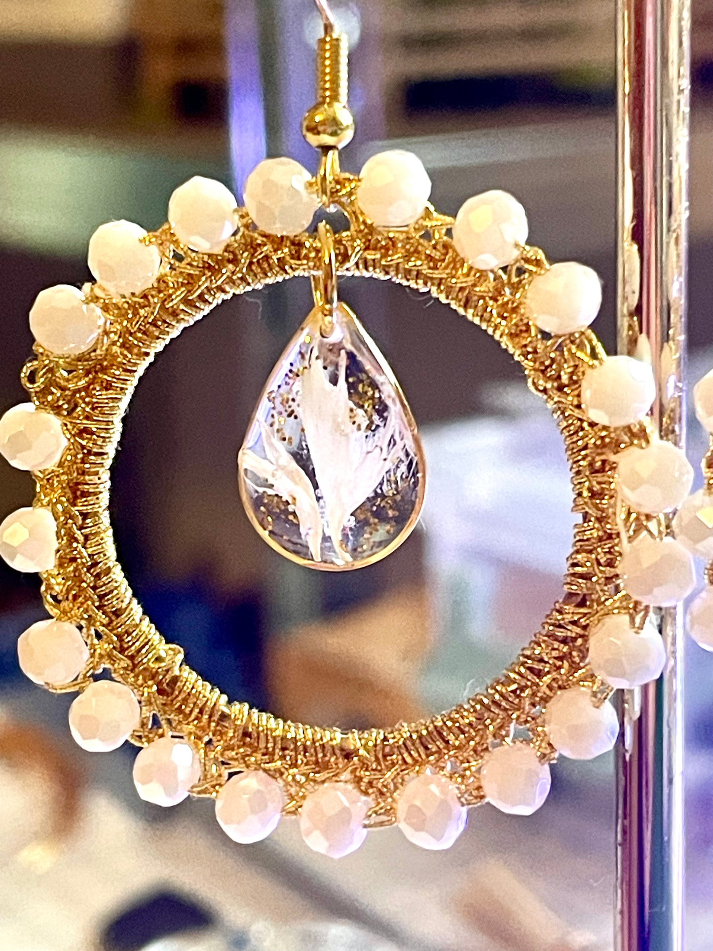 Parure de bijoux pétales de centaurée & perles de verre
