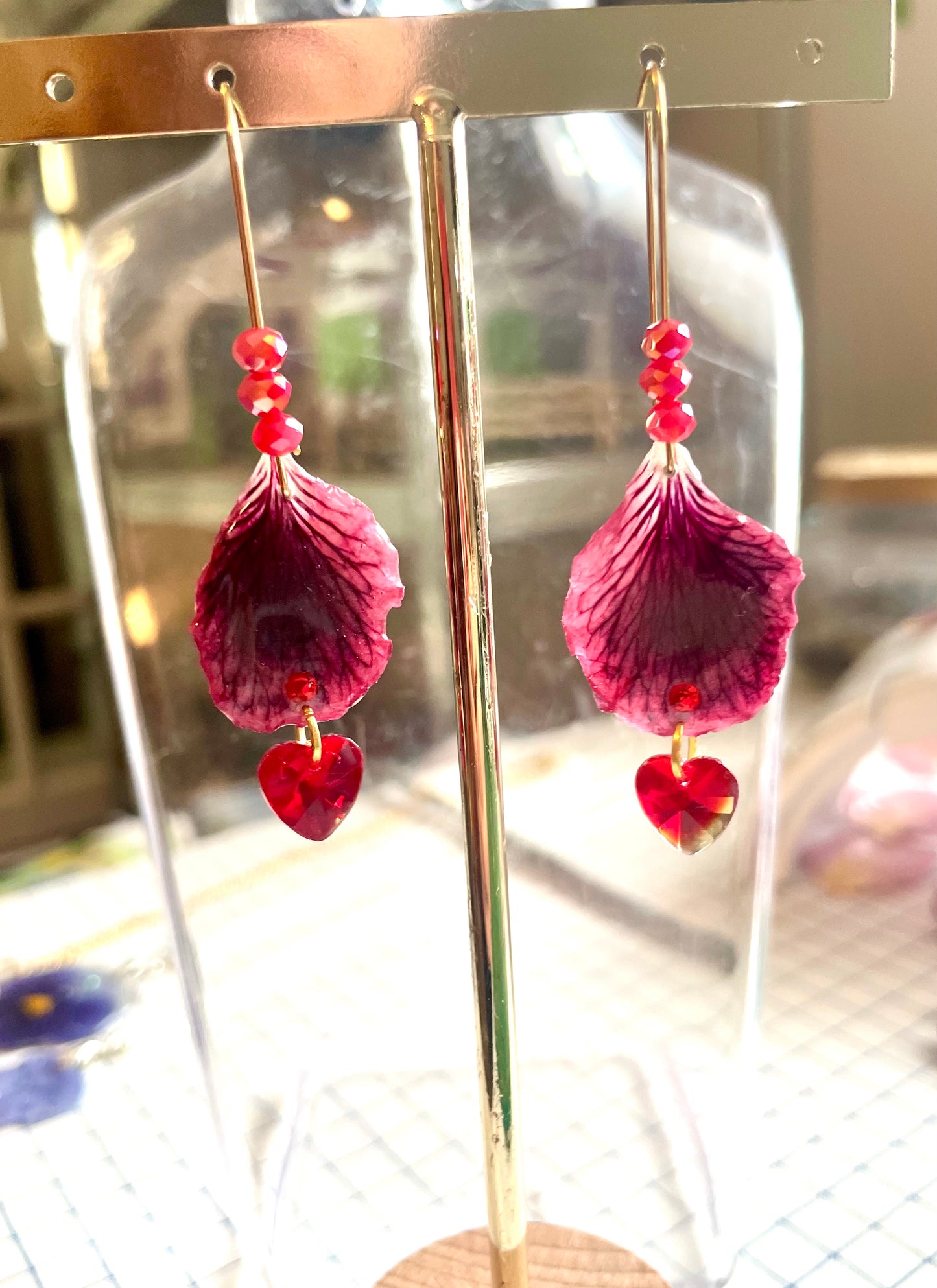 Boucles d’oreilles Pétales de Pélargonium Fantasia