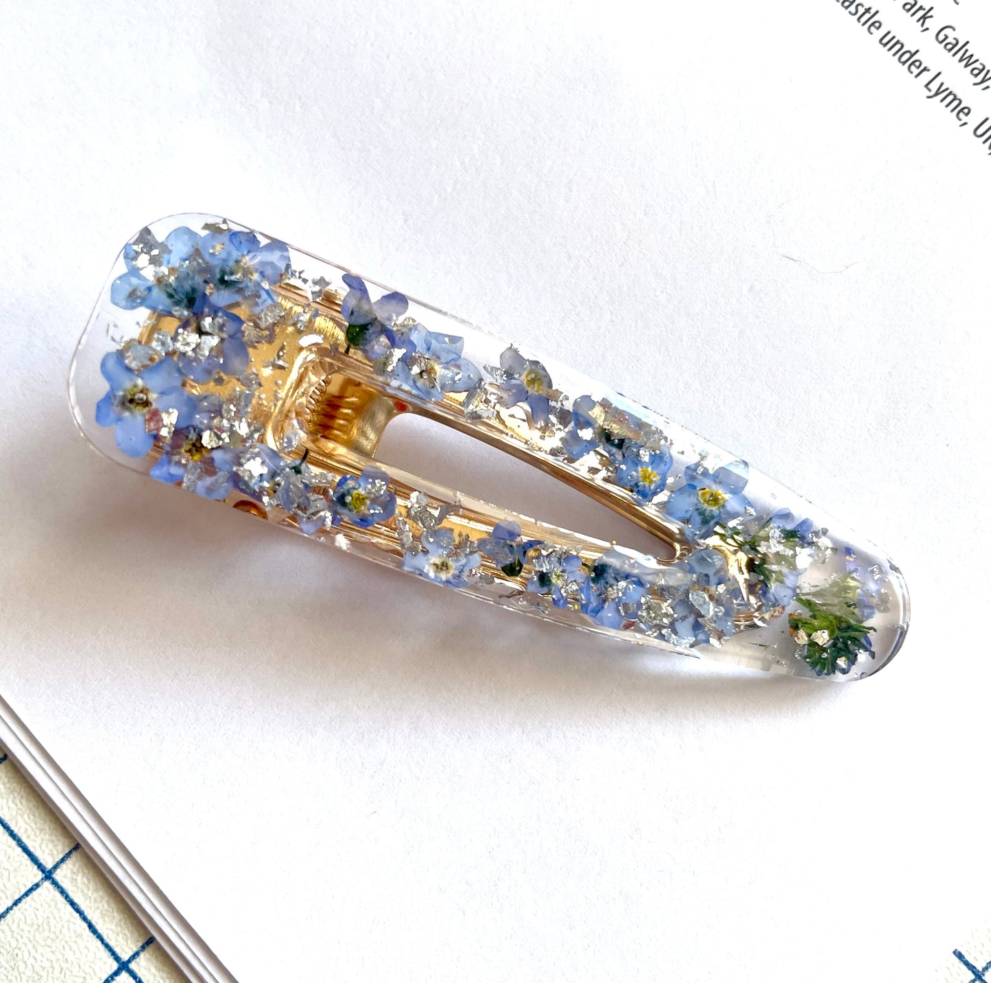 Barrette myosotis bleu