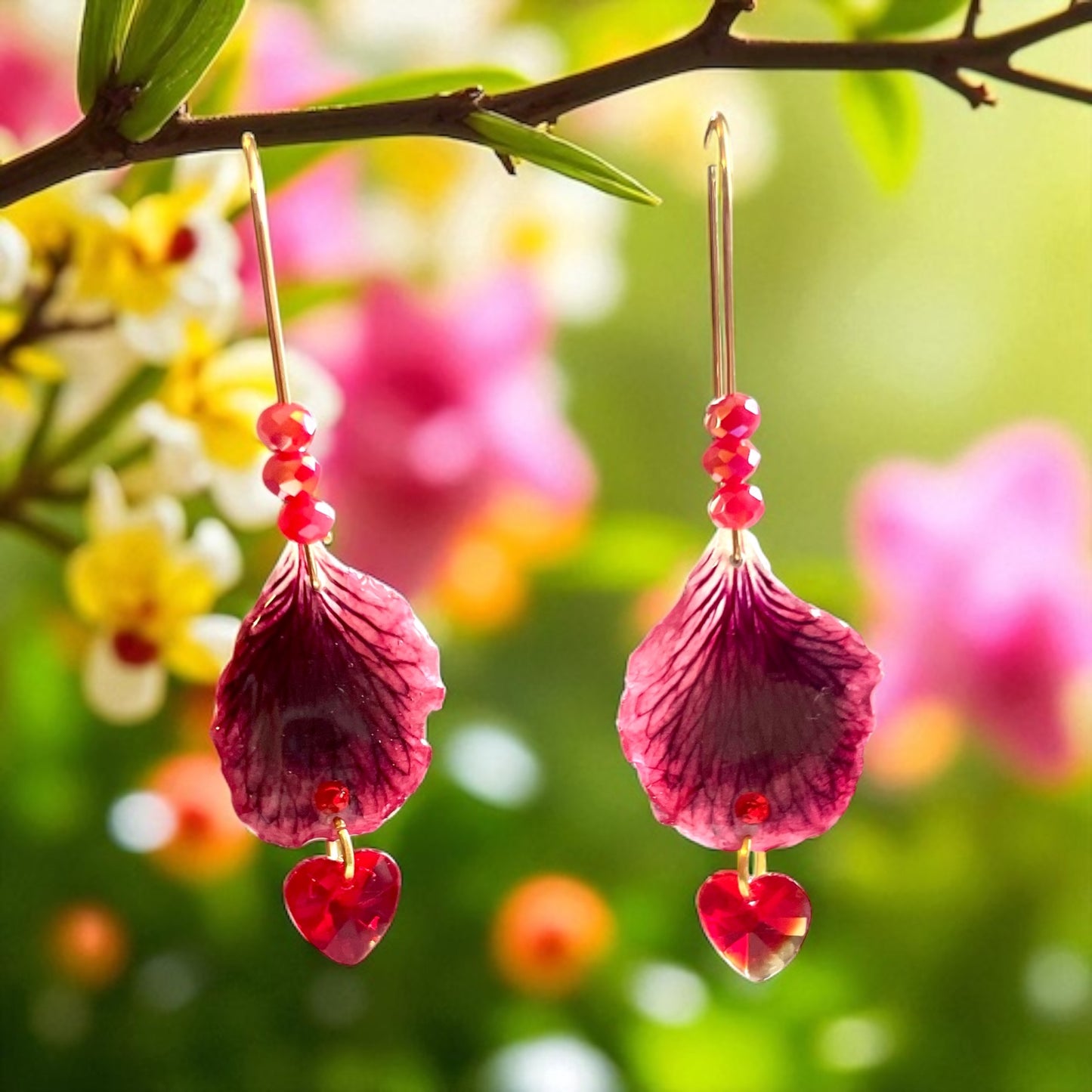 Boucles d’oreilles Pétales de Pélargonium Fantasia