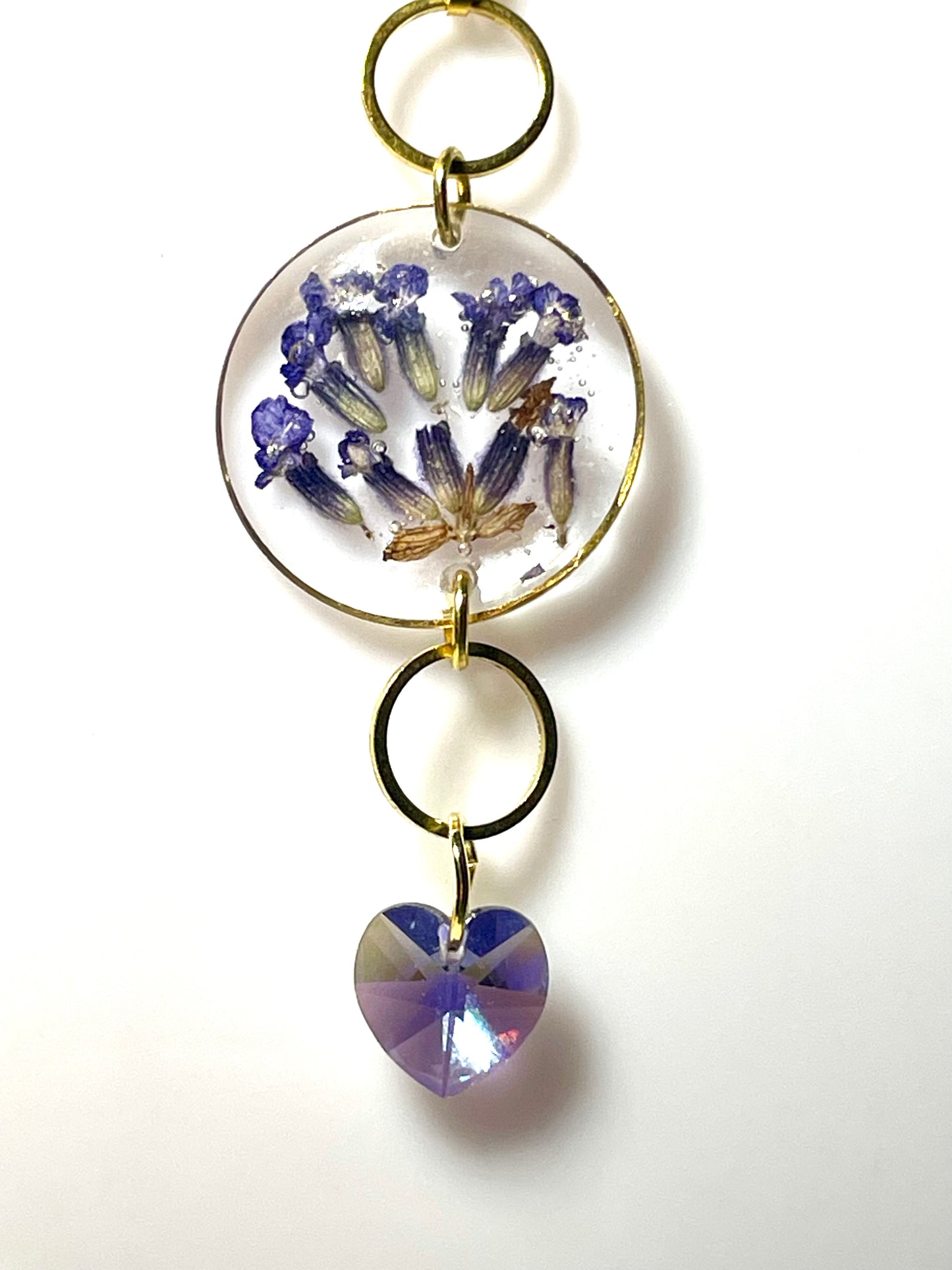 Collier Lavande & cœur de cristal - Aux fleurs de Chloé Collier Lavande & cœur de cristal Collier Collier