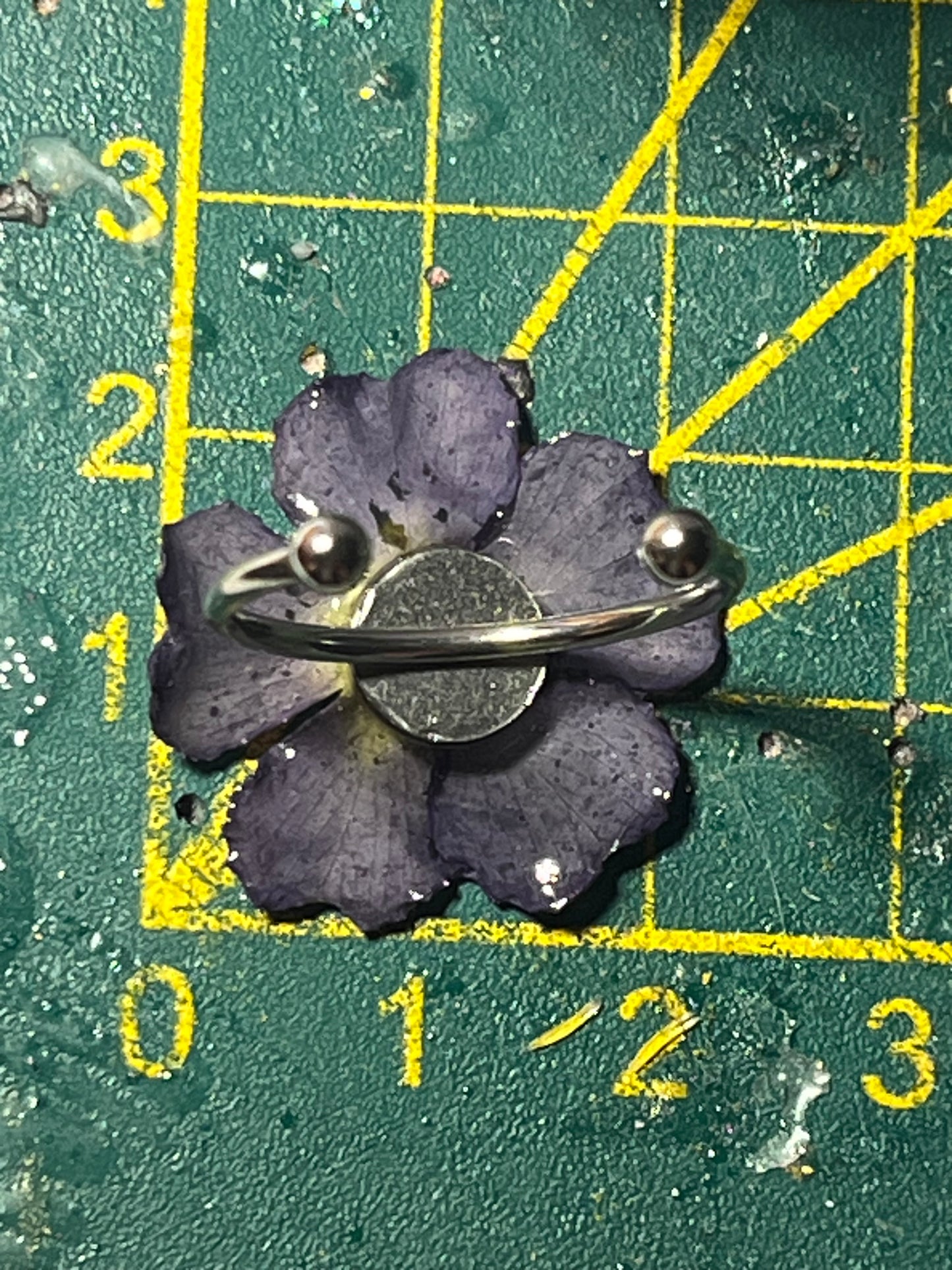 Bague fleur primevère bleutée