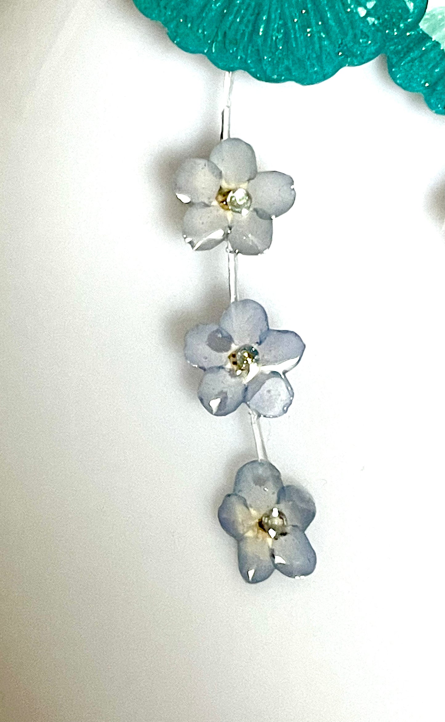 Boucles d’oreilles myosotis & argile polymère