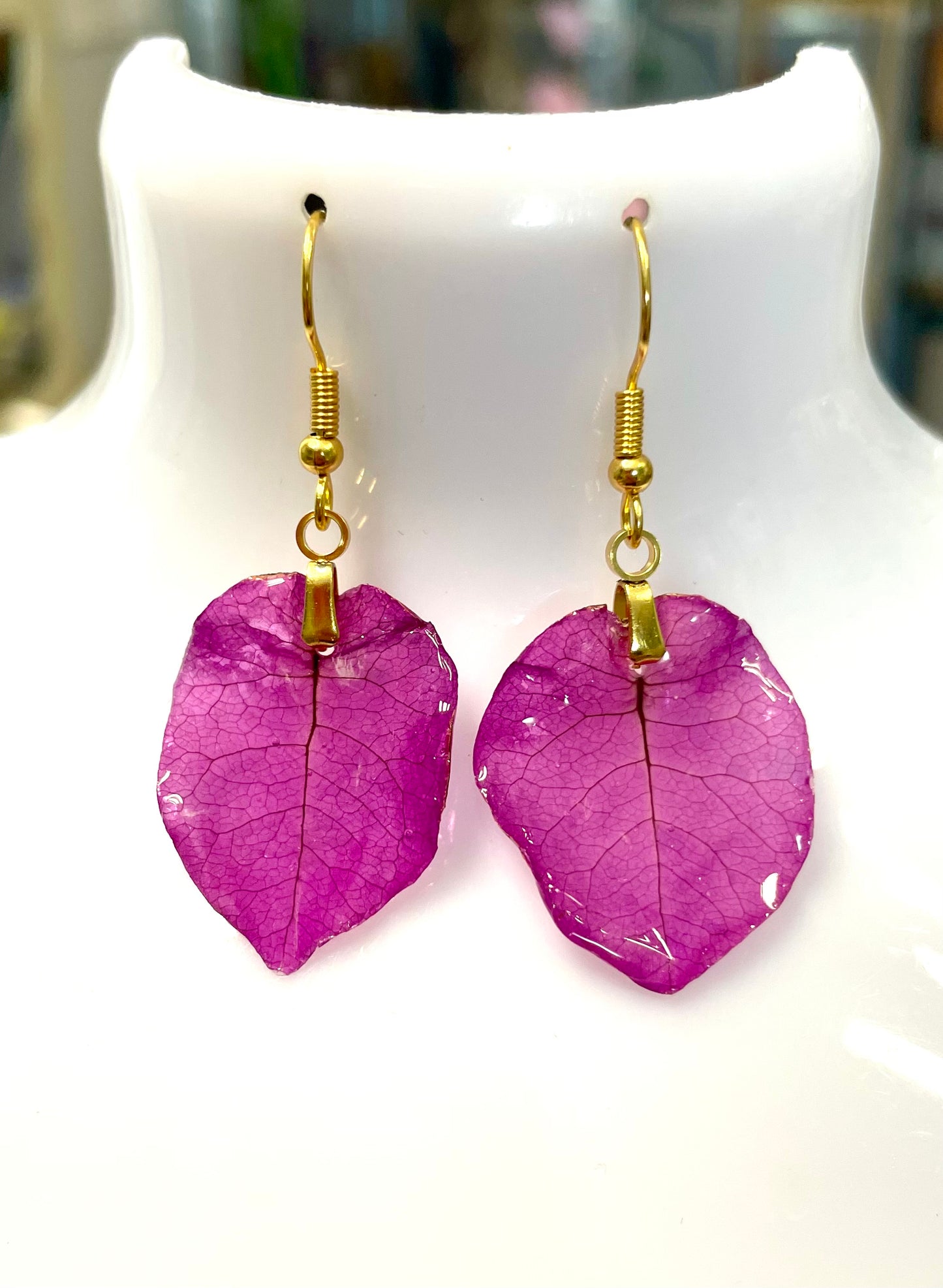 Boucles d’oreilles Feuilles Bougainvillier