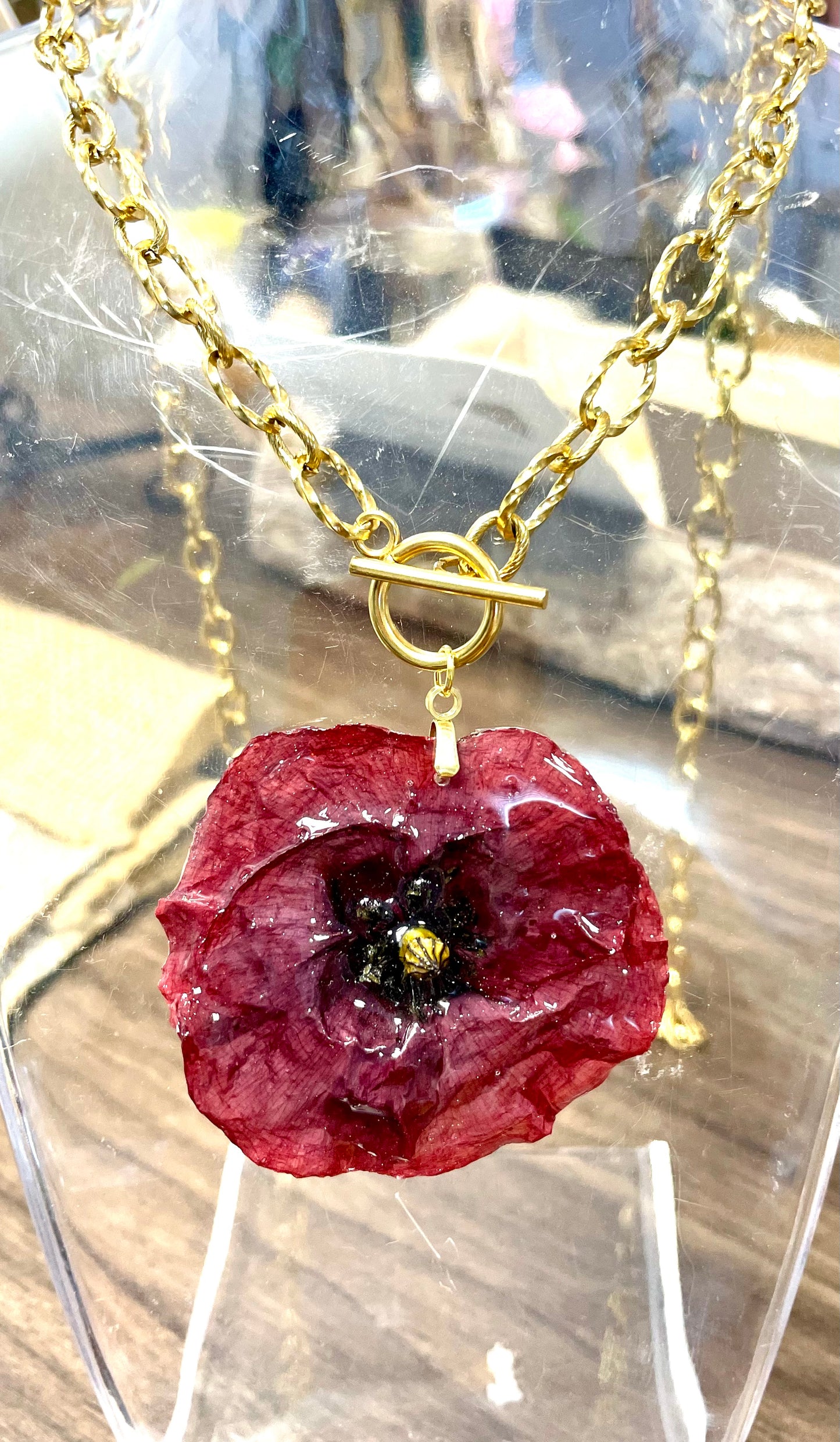 Collier grande chaînette Coquelicot