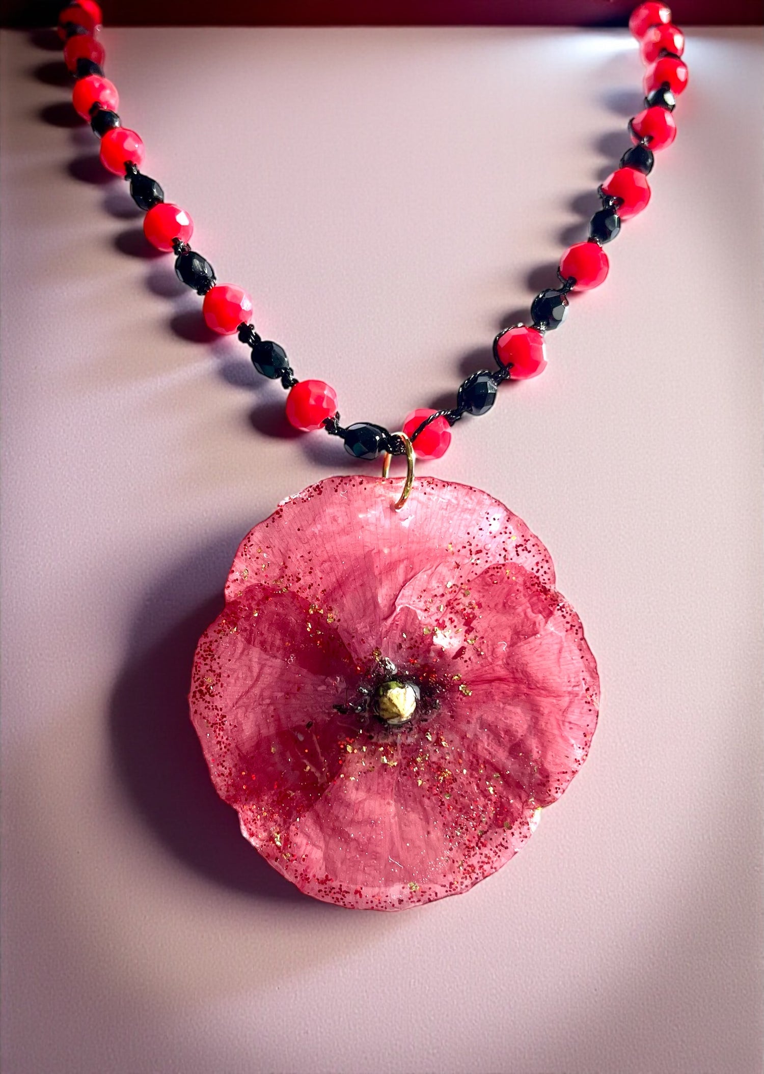 Bijoux perles de verre,perles naturelles et fleurs naturelles