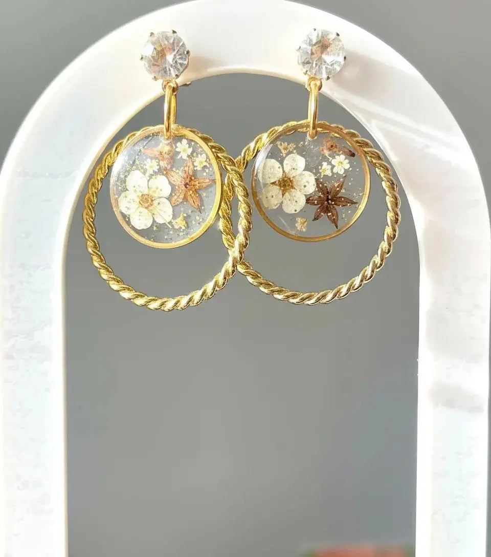 Boucles d’oreilles fleurs séchées naturelles Aux fleurs de Chloé