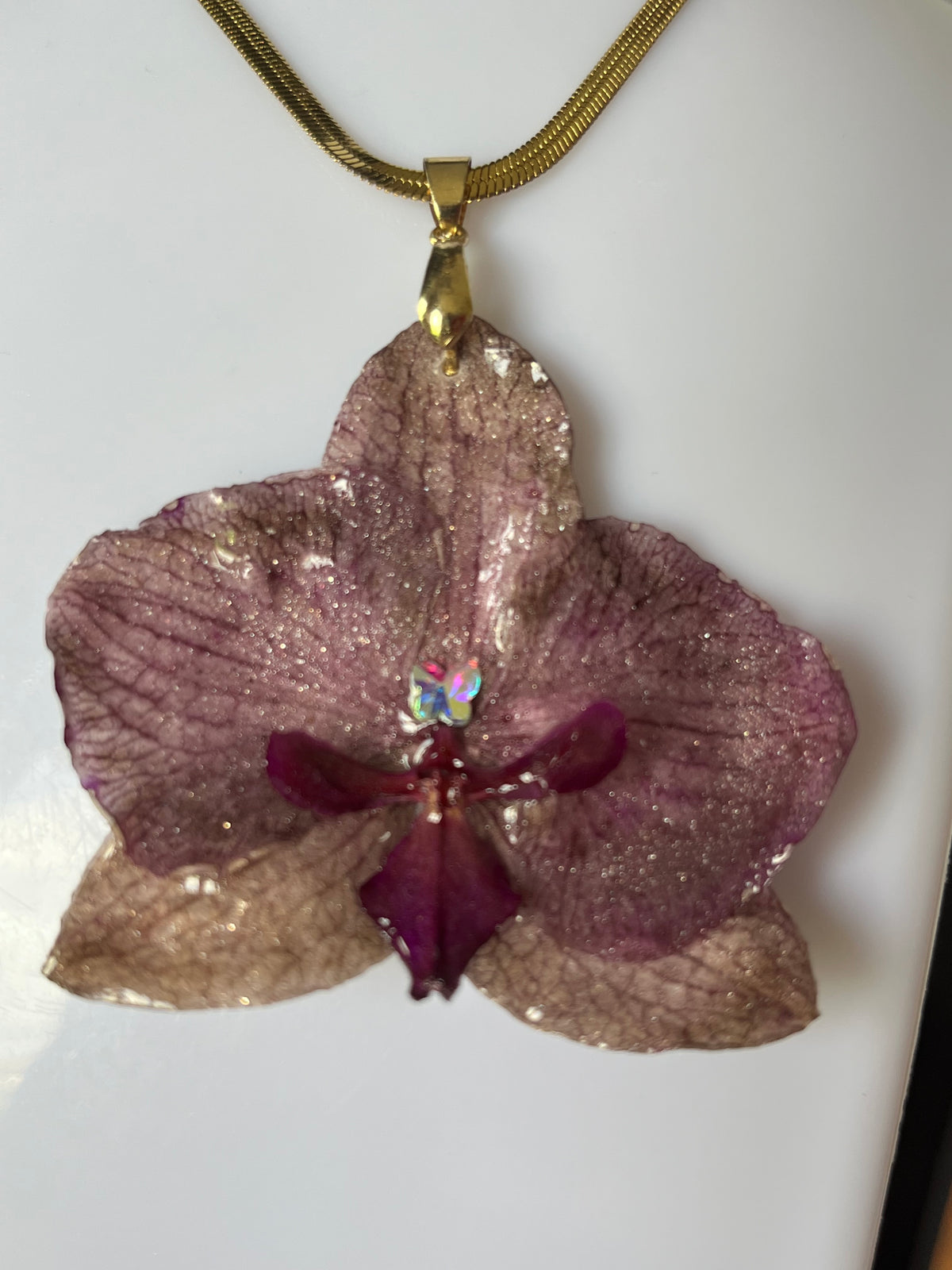 Collier fleur naturelle Orchidée éternelle