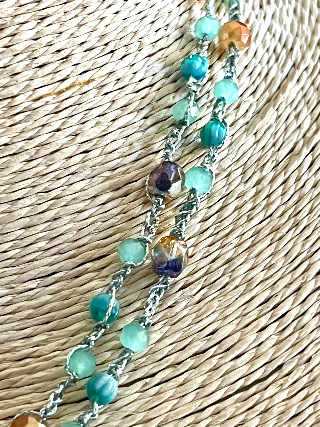 Collier hortensia violet réalisé au crochet – Fleur naturelle