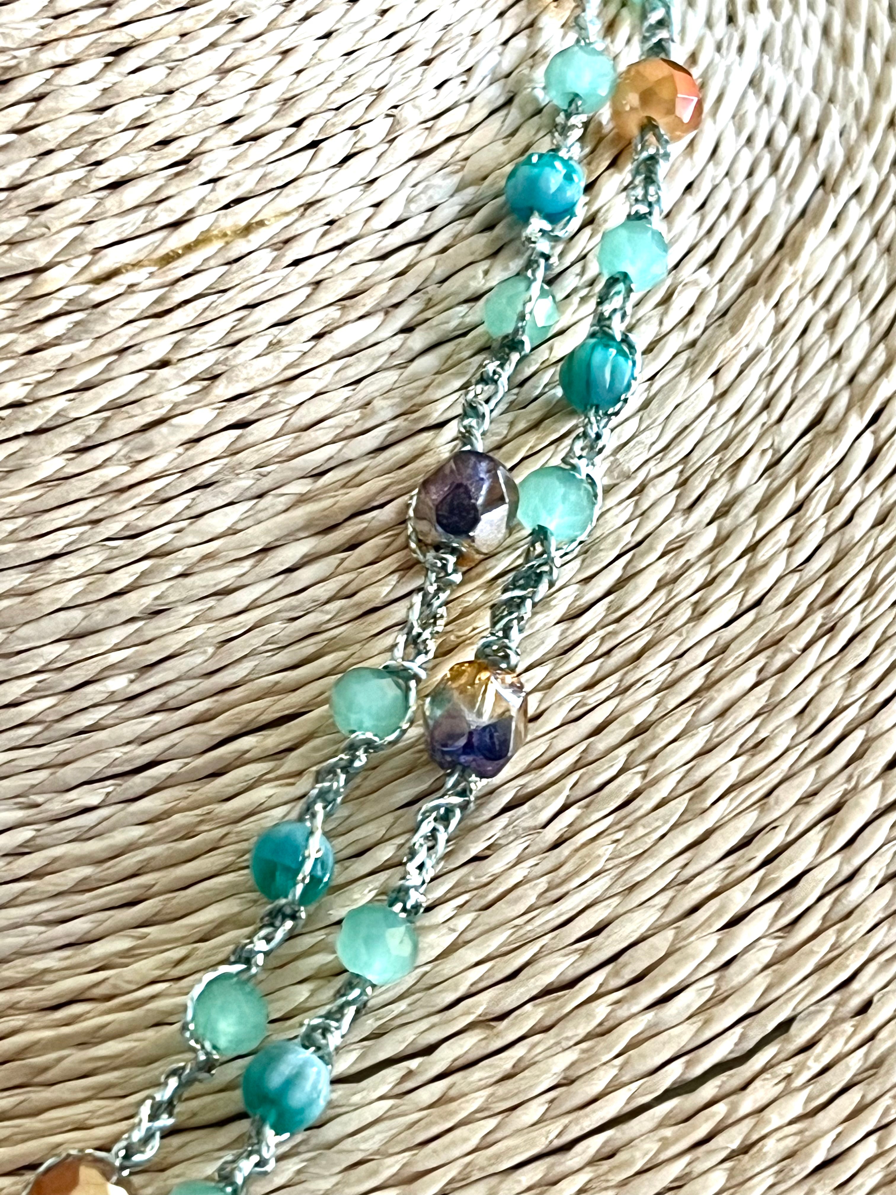 Collier hortensia violet réalisé au crochet – Fleur naturelle