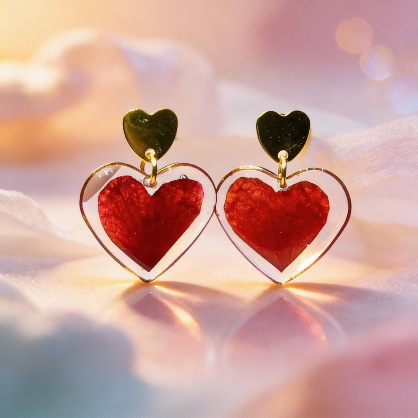 Boucles d’oreilles cœurs de Camélia