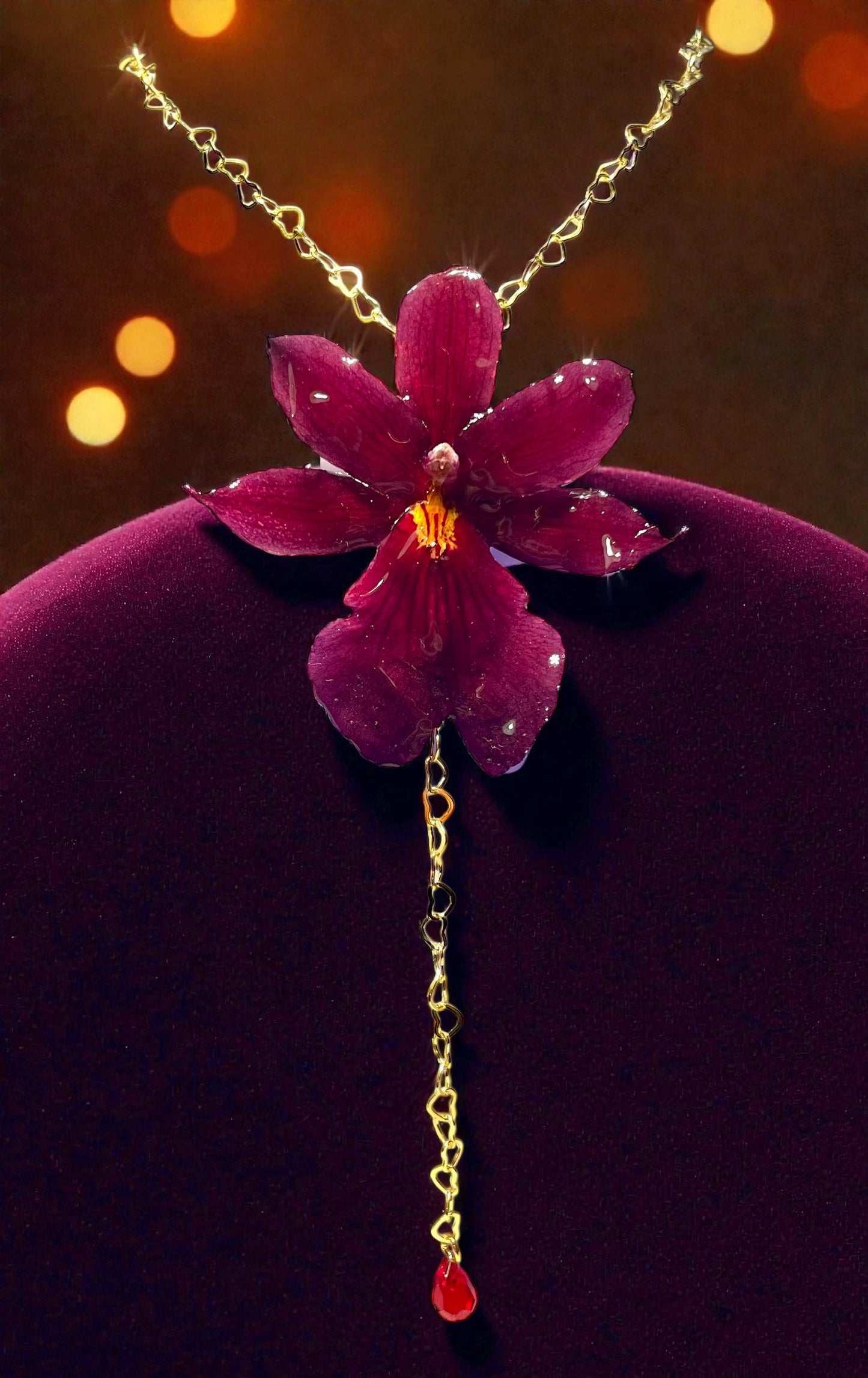 Collier petits cœurs  ajustable Orchidée Cambria - Aux fleurs de Chloé Collier petits cœurs  ajustable Orchidée Cambria Collier Collier