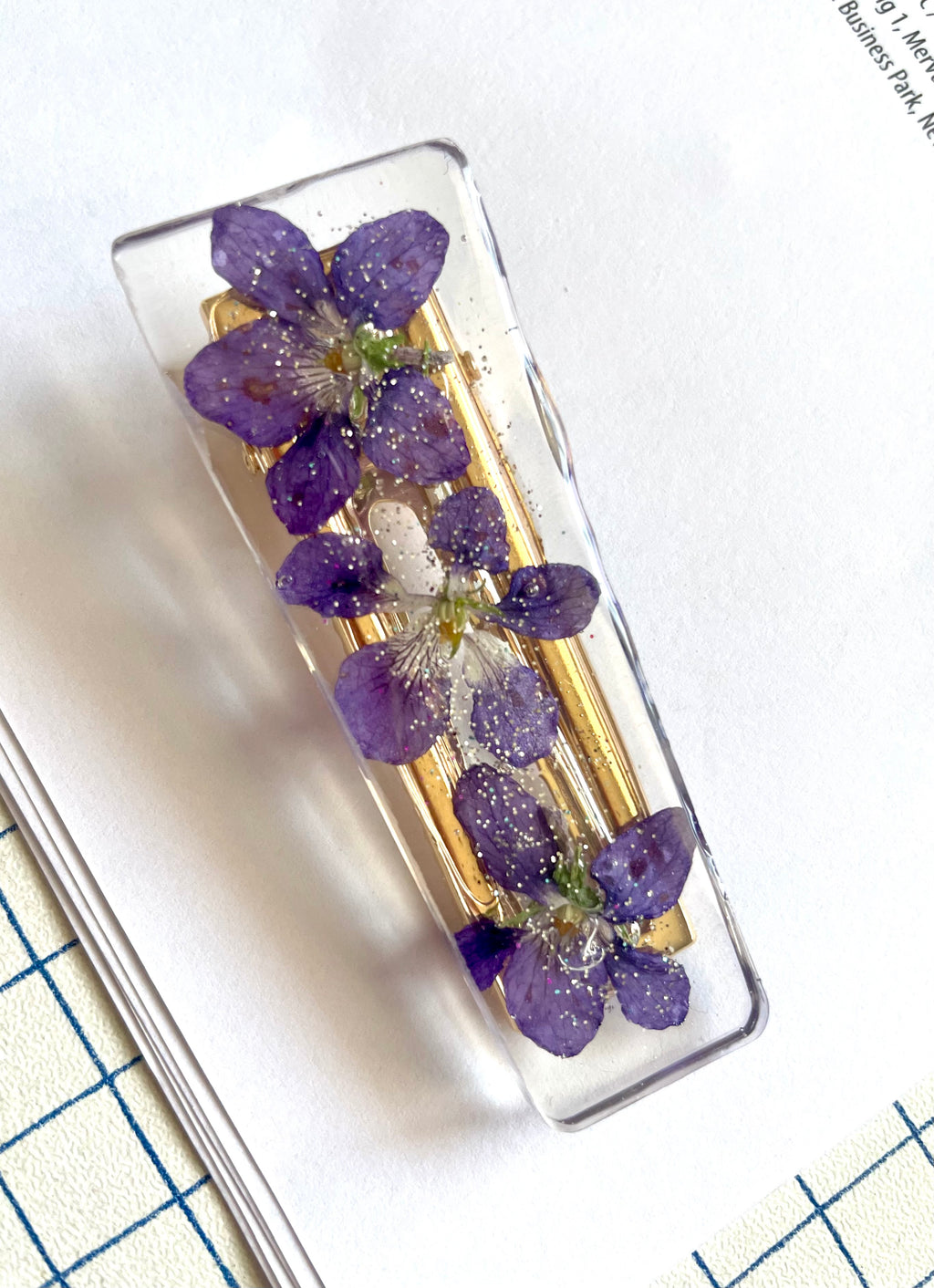 Barrette violettes grande - Aux fleurs de Chloé Barrette violettes grande Barrettes Barrettes