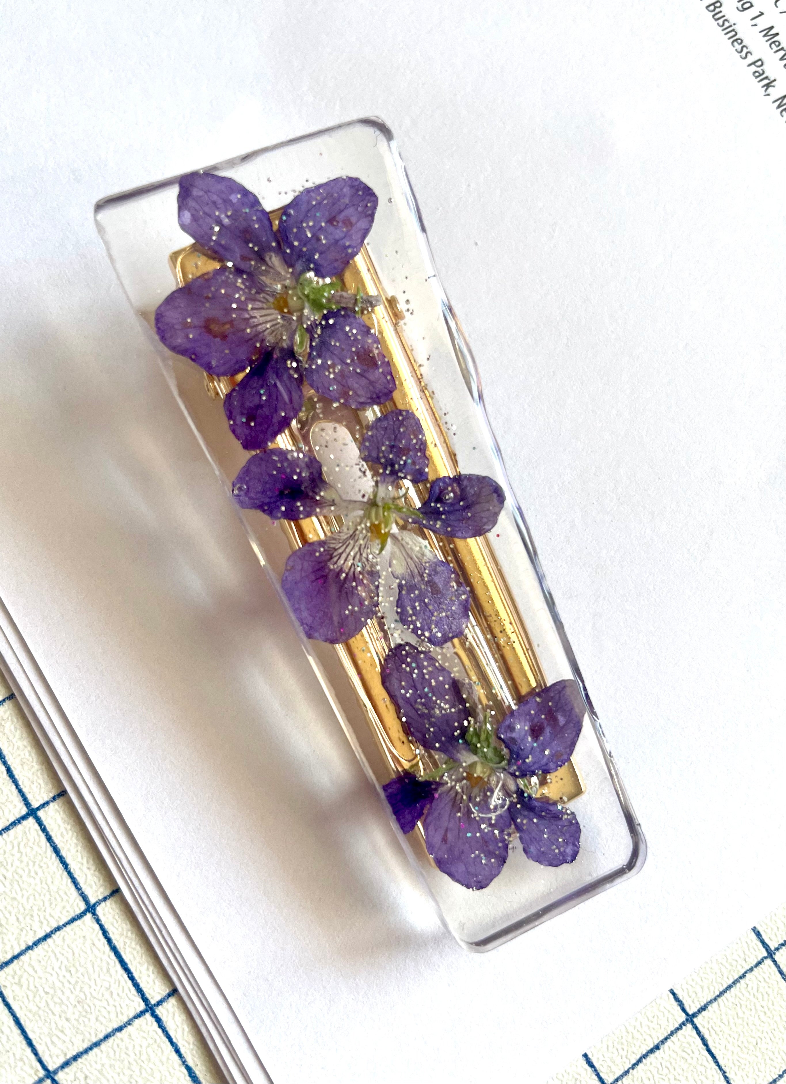 Barrette violettes grande - Aux fleurs de Chloé Barrette violettes grande Barrettes Barrettes