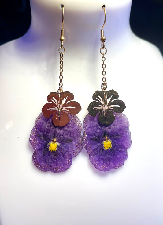 Boucles d’oreilles Pensées violettes Fantasia