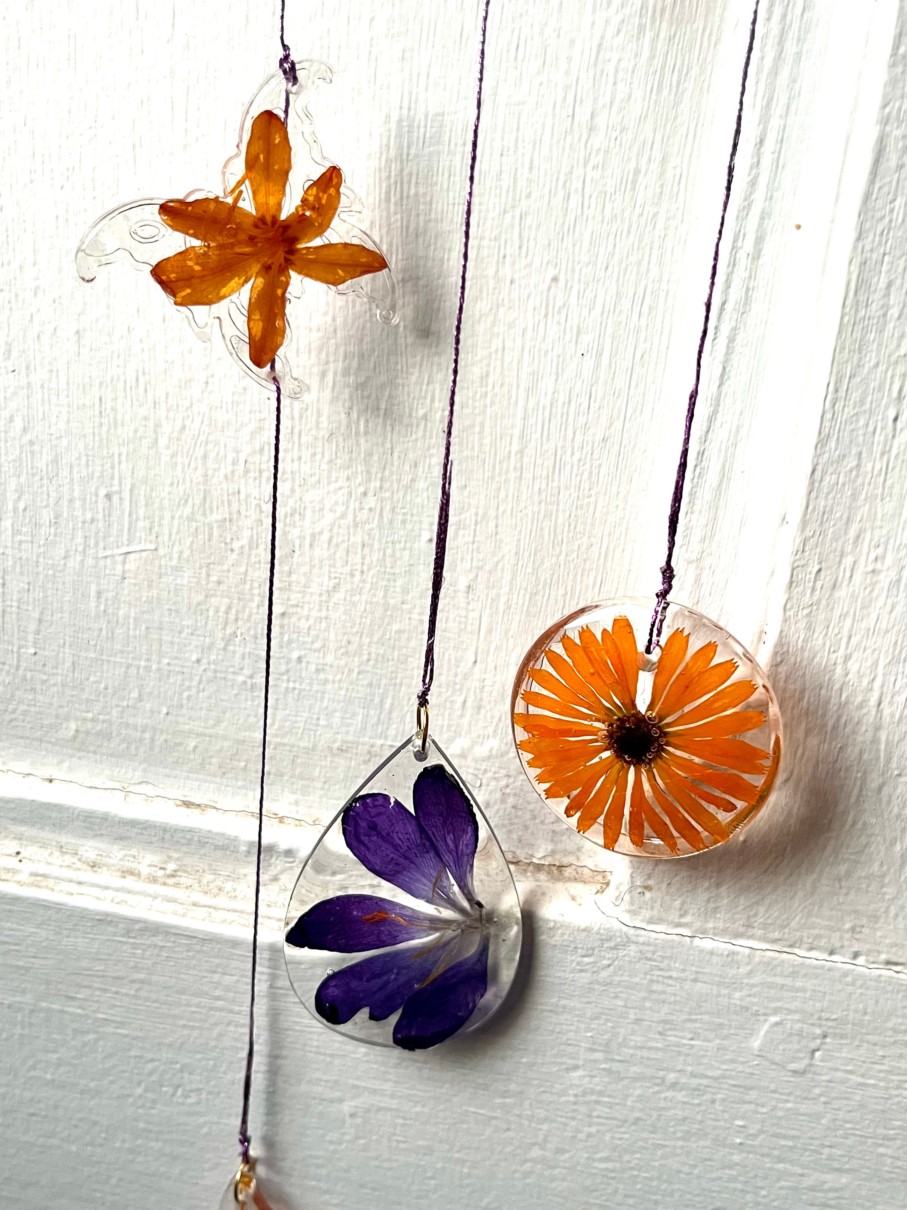 Driftwood and natural flower hanging decoration