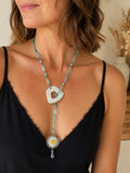 Collier sautoir Marguerite naturelle – Fleur véritable en résine