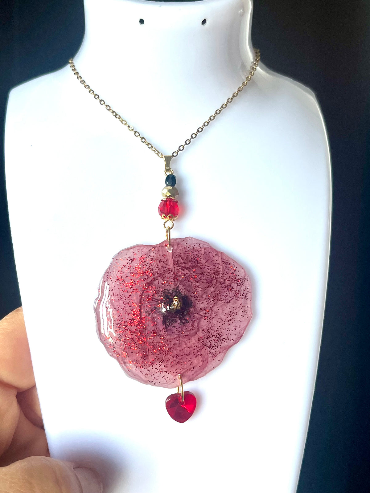 Collier fleur Naturelle - Éclat de Coquelicot