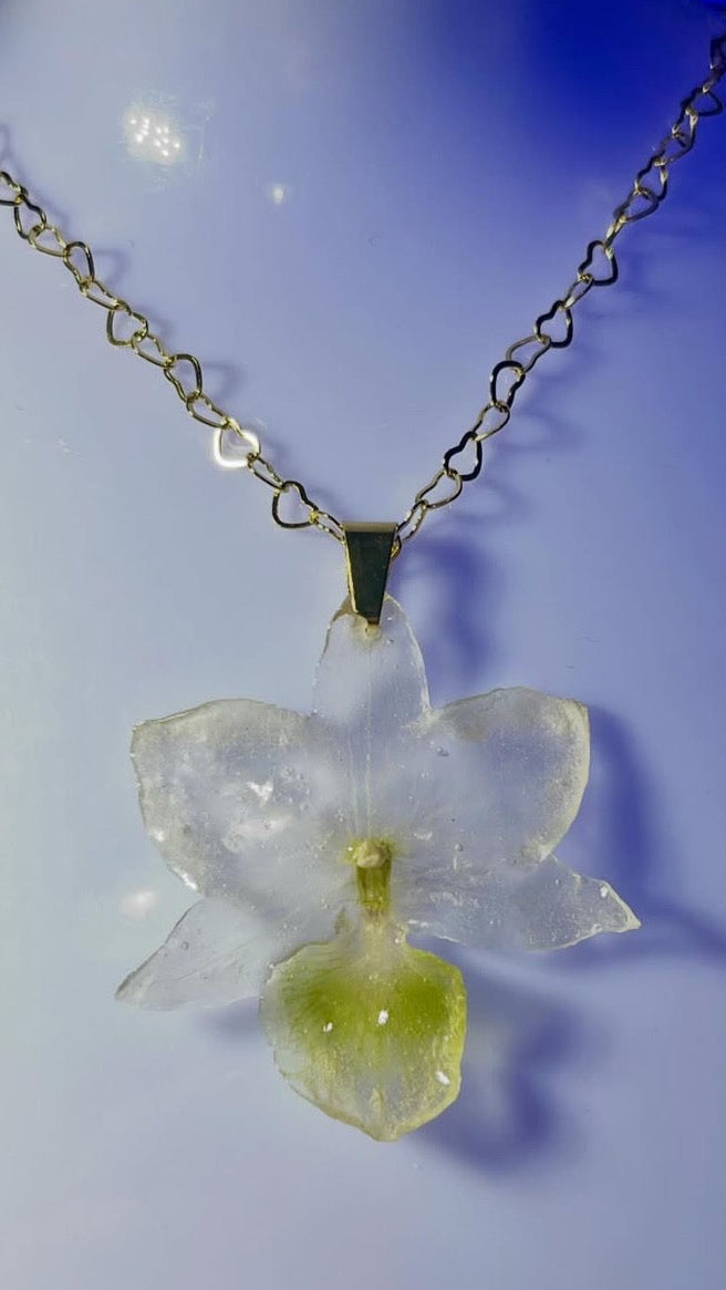 Collier fleur Orchidée Bambou