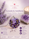 Collier Bien-être Lavande & Améthyste – Fleur naturelle et pierre naturelle