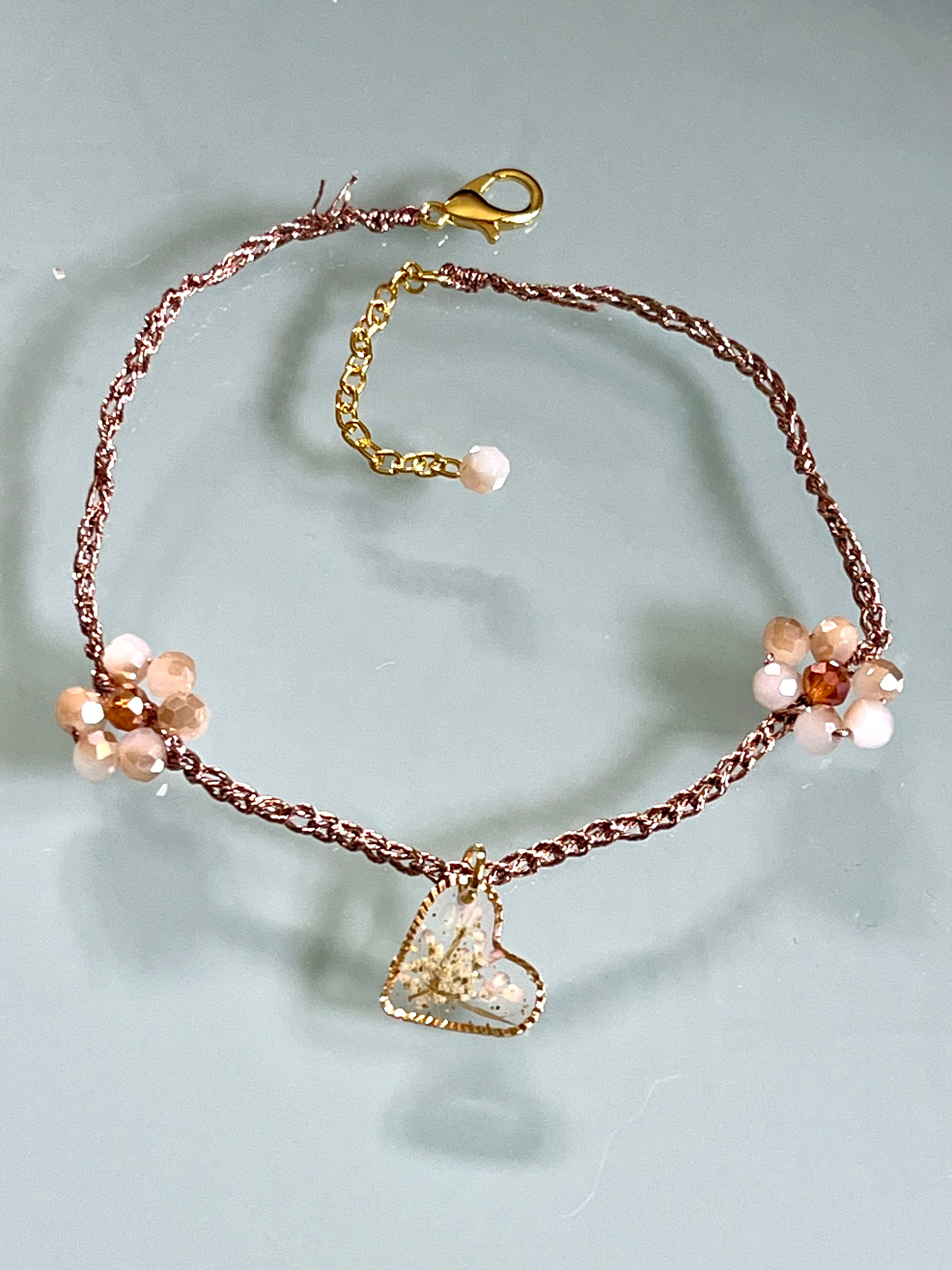 🌸 Crocheted anklet – Natural flowers 🌸
