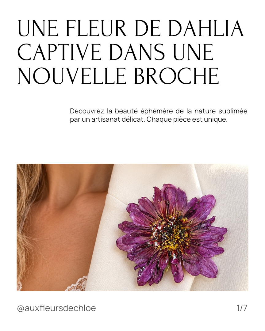 Broche Dahlia Violet en Fleur Naturelle – Bijou Floral 