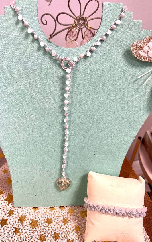 Parure bijou de dos & bracelet perles de verre