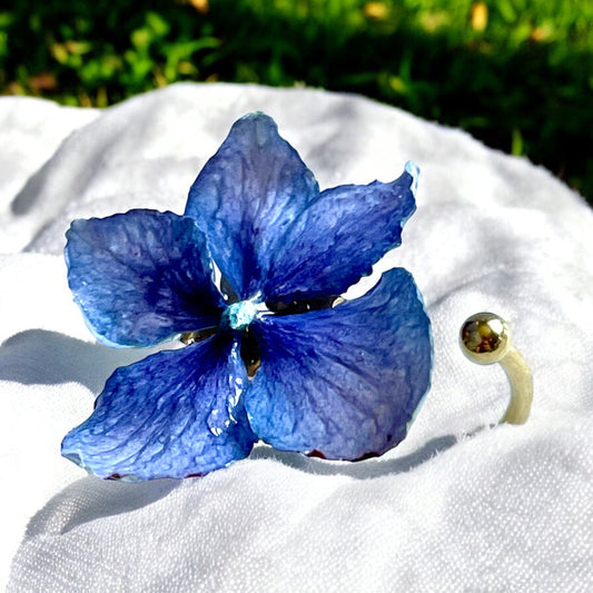 Bague fleur hortensia bleu foncé