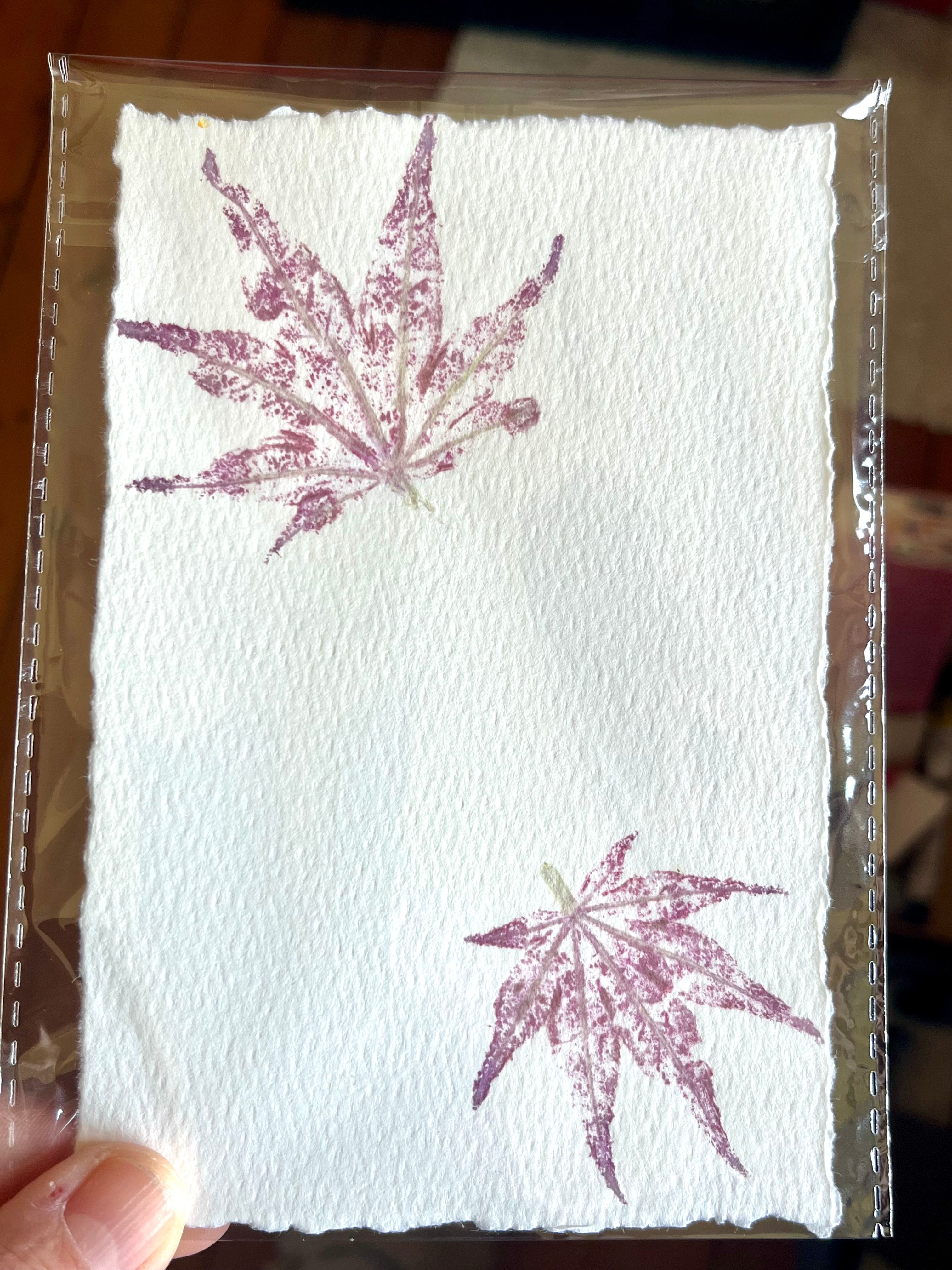 Handmade card – Natural maple leaf prints
