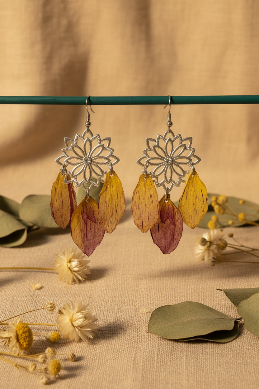 Boucles d’oreilles Fleur de Lumière - pétales de Dahlia