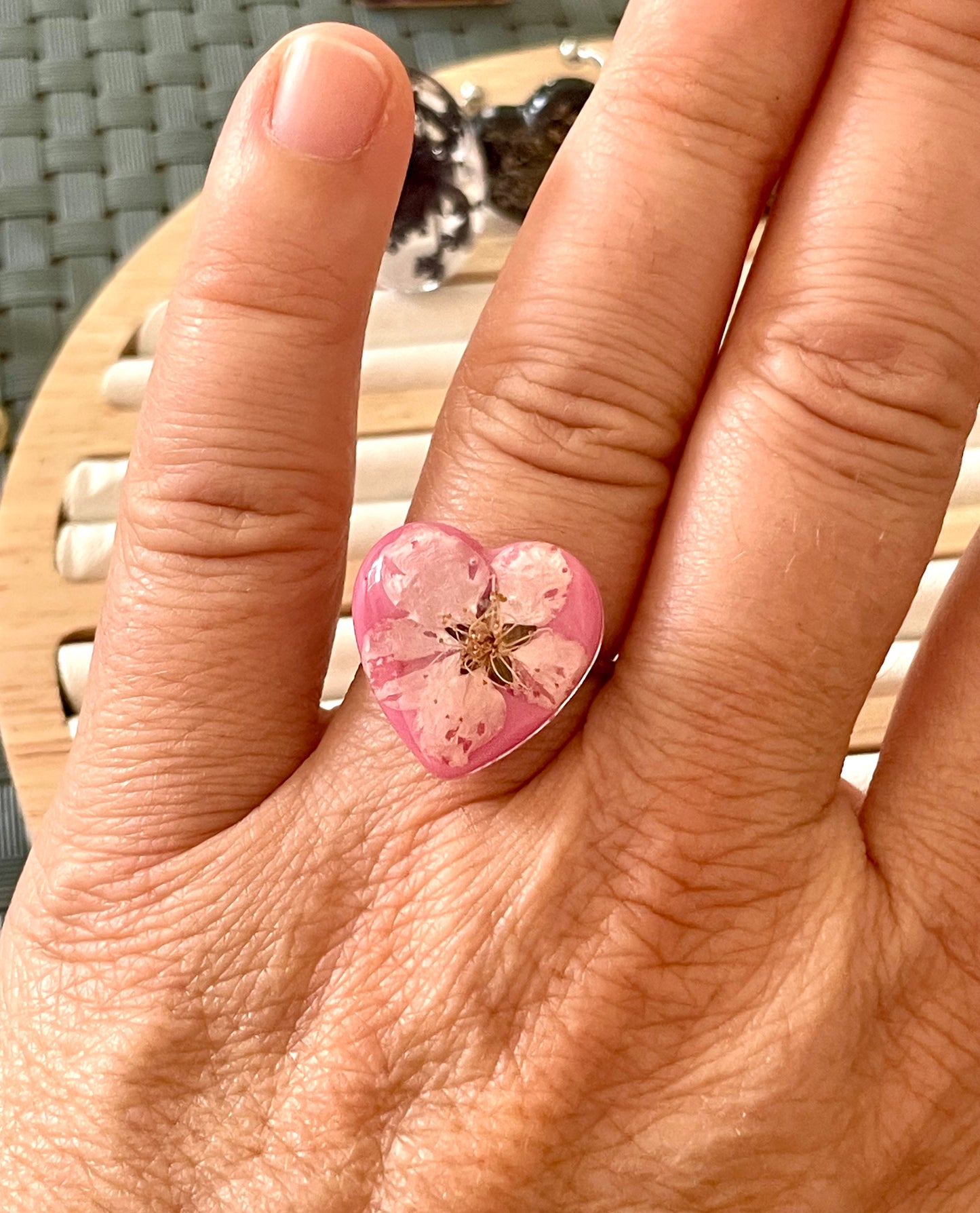 Bague cœur fleur de Prunus