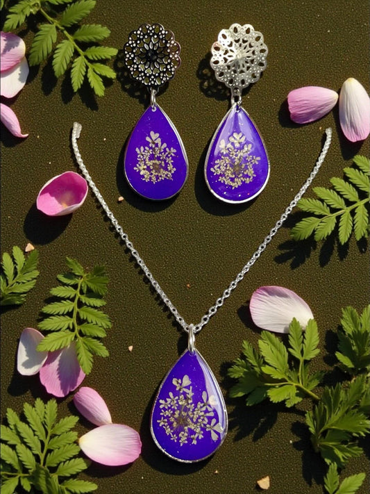 Parure bijoux fleurs de carotte sauvage Violeta💜