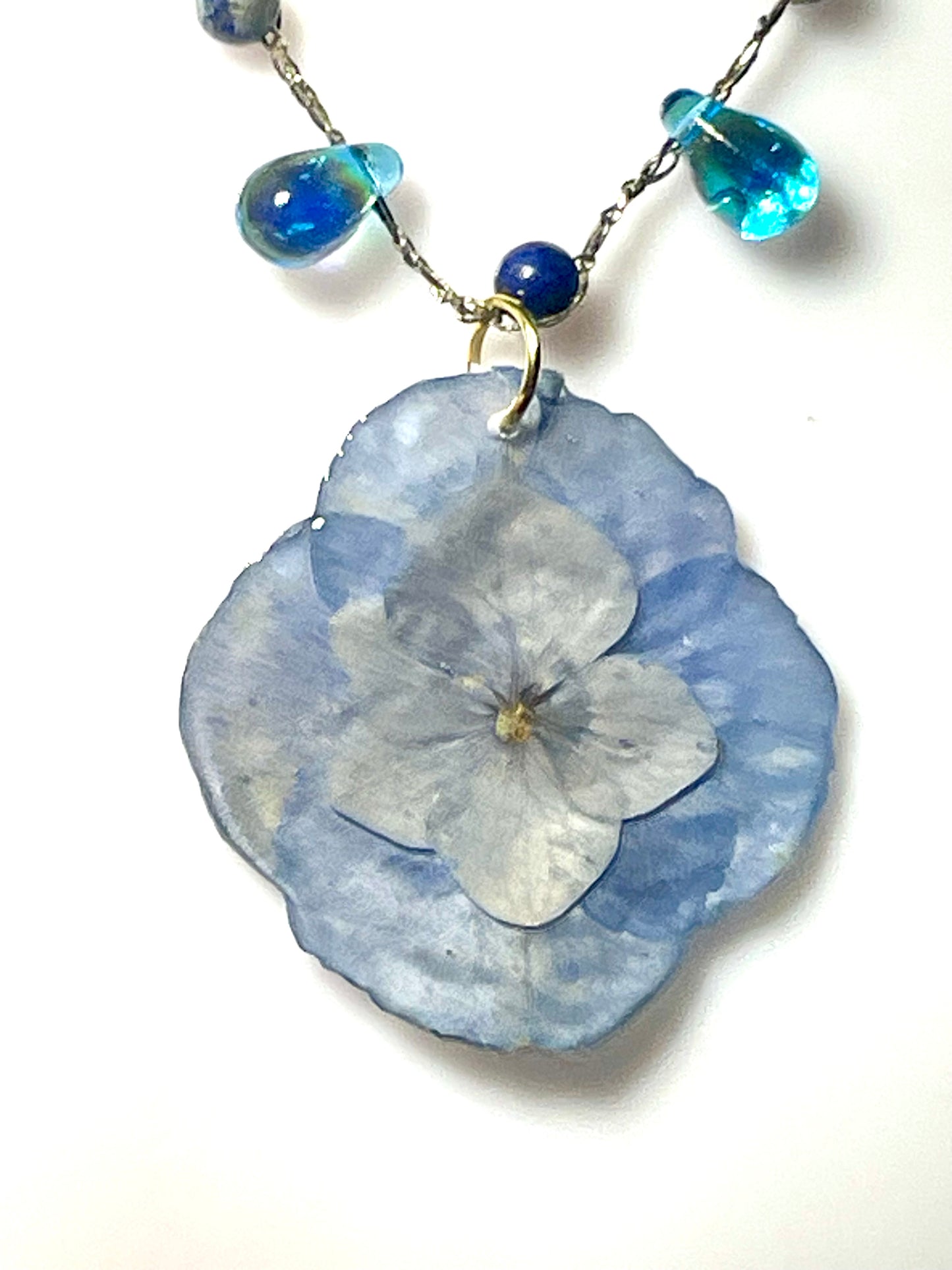 Collier Hortensia bleu Fantasia
