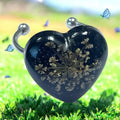 Bague petit cœur noir Fleurs de carotte sauvage - Aux fleurs de Chloé Bague petit cœur noir Fleurs de carotte sauvage Bague Bague