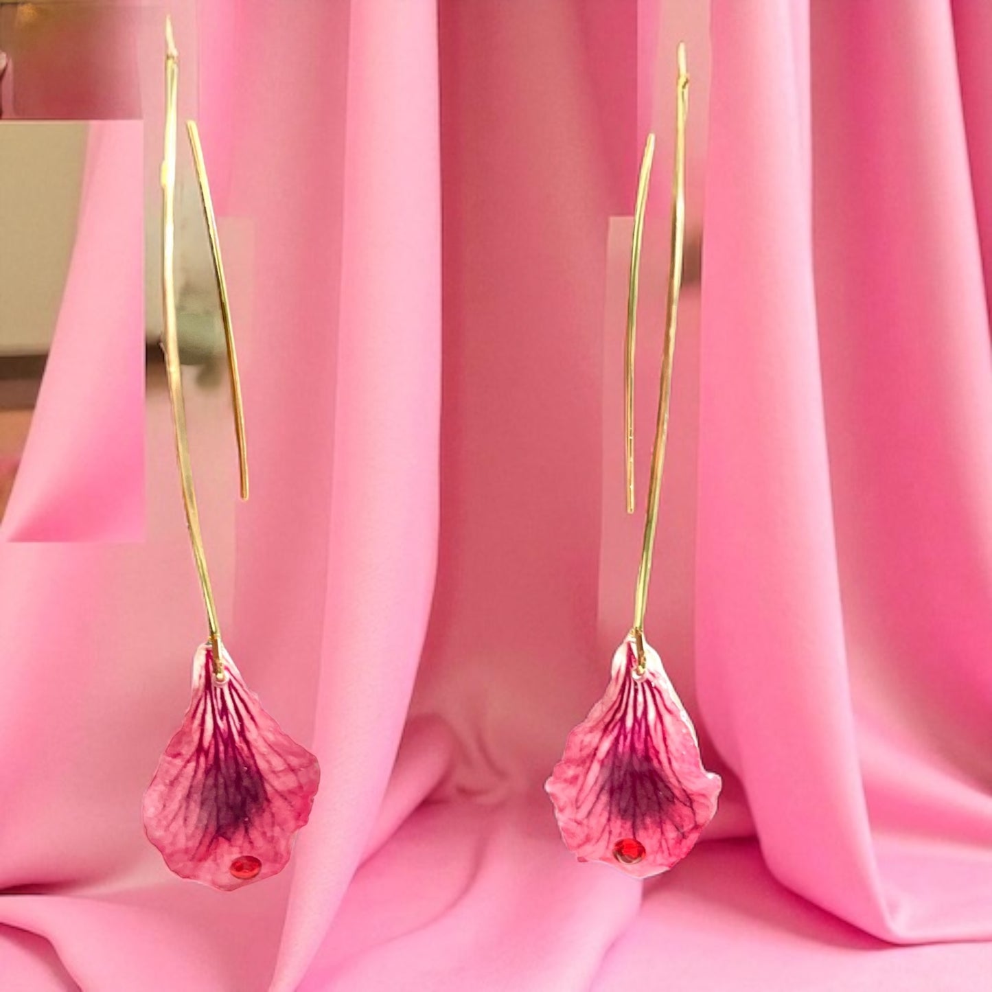 Boucles d’oreilles pétales Pélargonium grands crochets