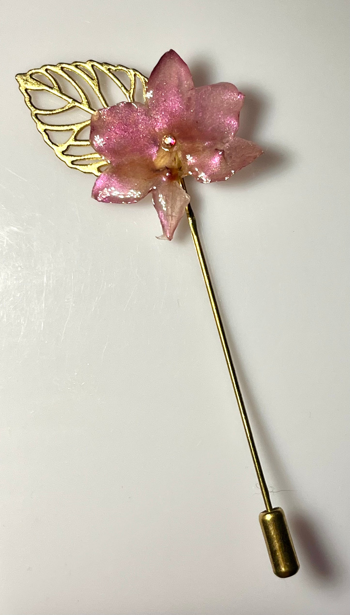 Épingle broche mini orchidée rose